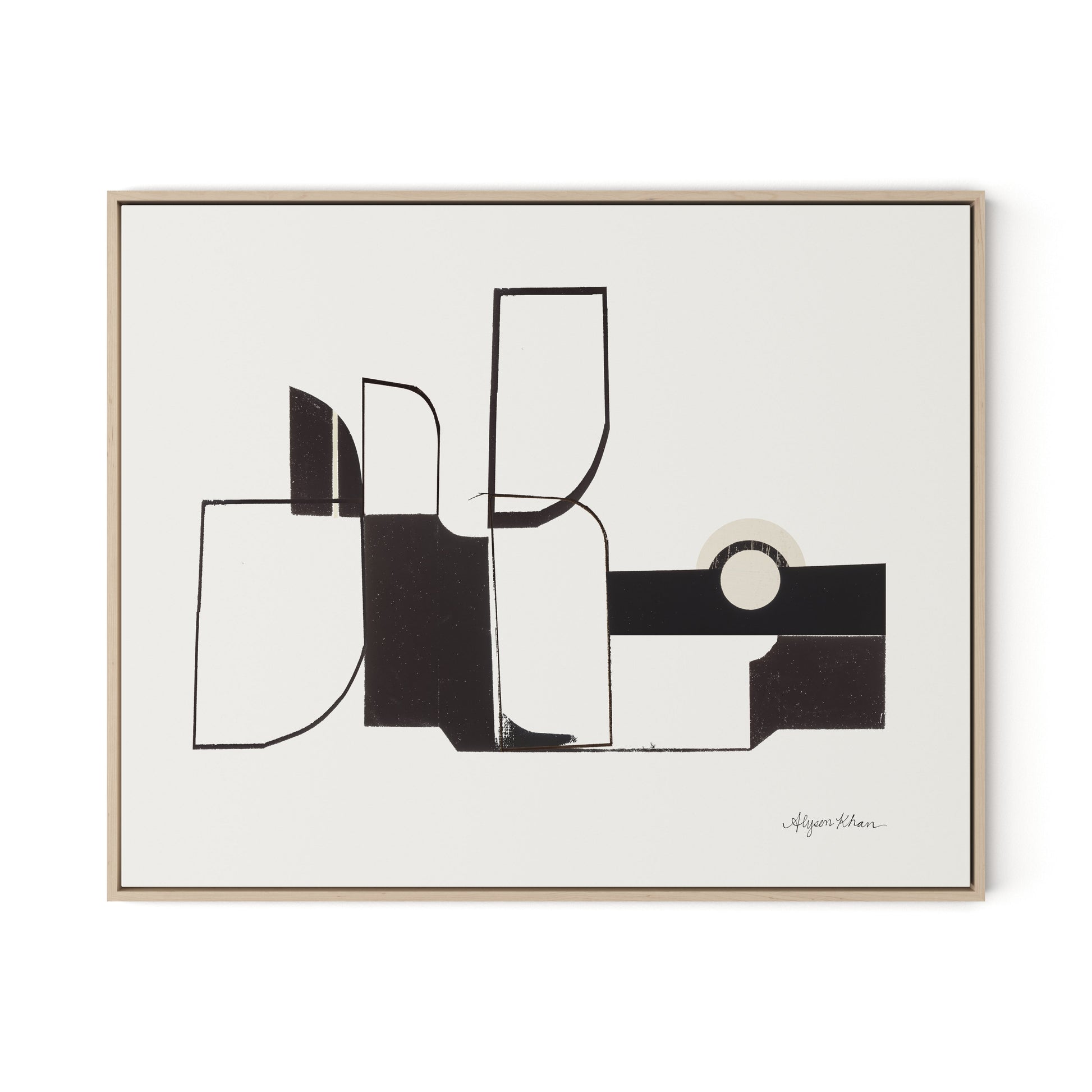 Curves Corners Canvas Floater Framed / 32 x 26 in / Natural Maple