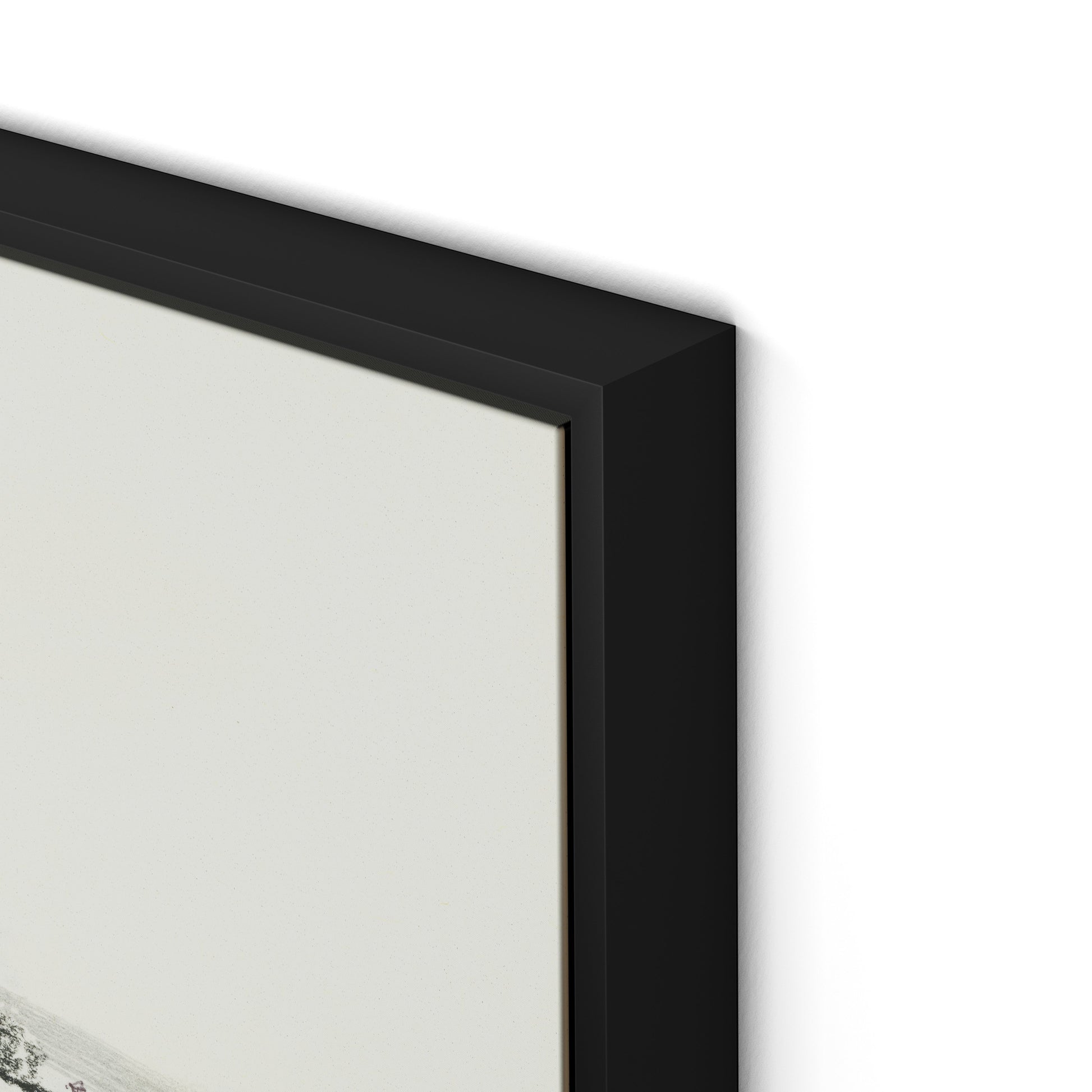 Fisherman's Cottage Canvas Floater Framed / 32 x 20 in / Black