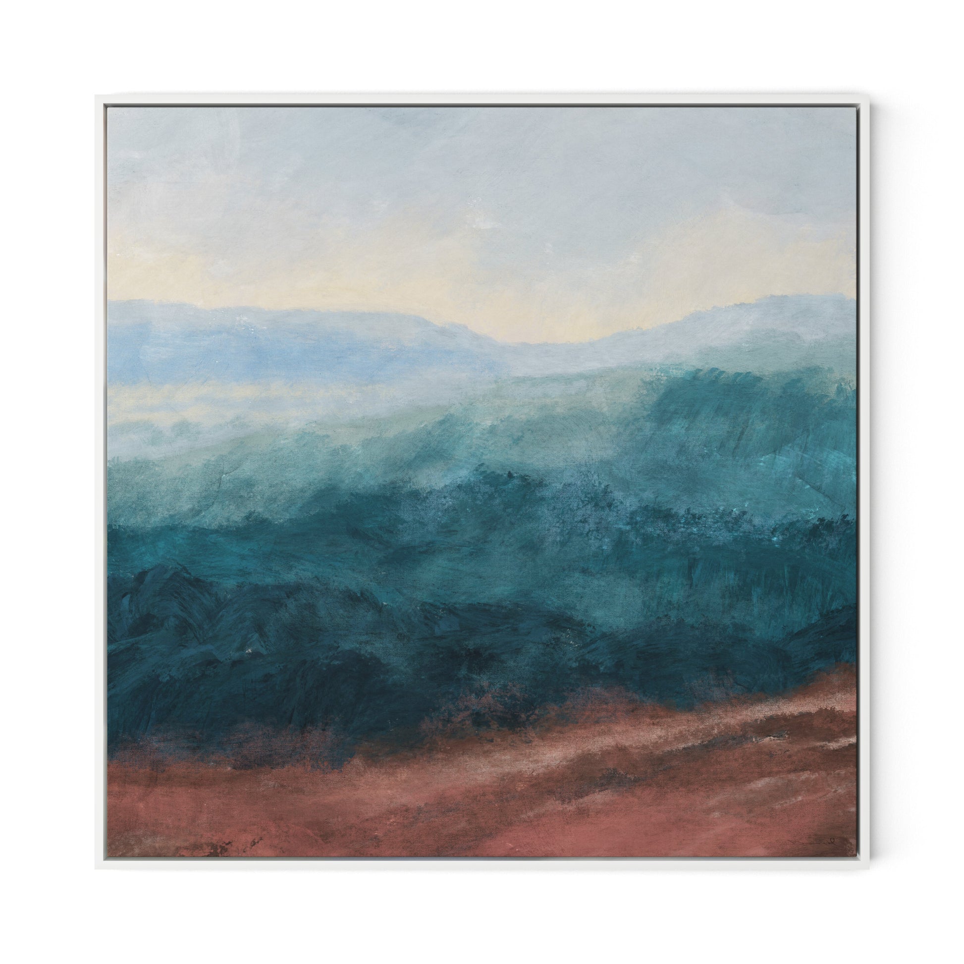 Plowed Field Canvas Floater Framed / 32 x 32 in / White