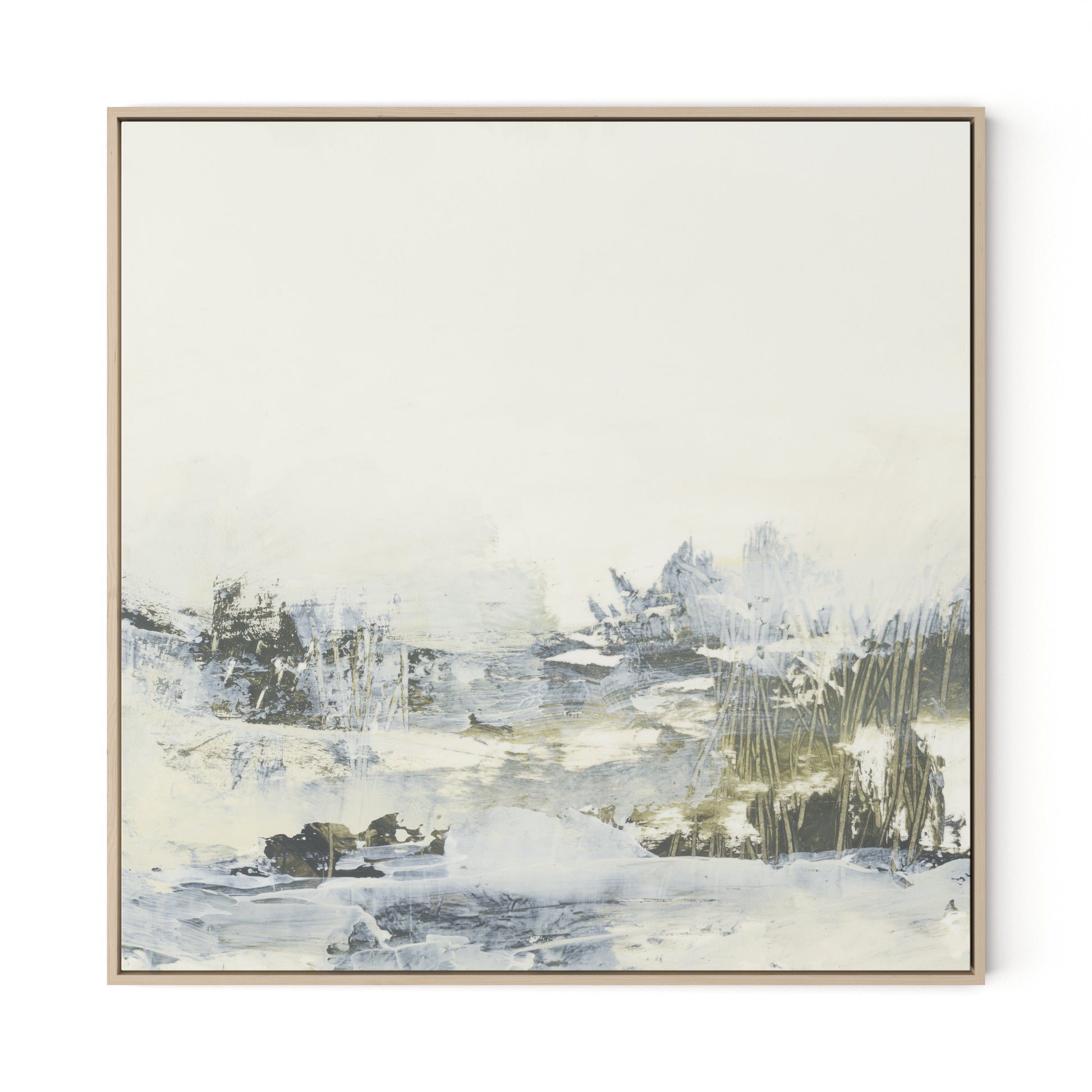 Sea Sage Canvas Floater Framed / 32 x 32 in / Natural Maple