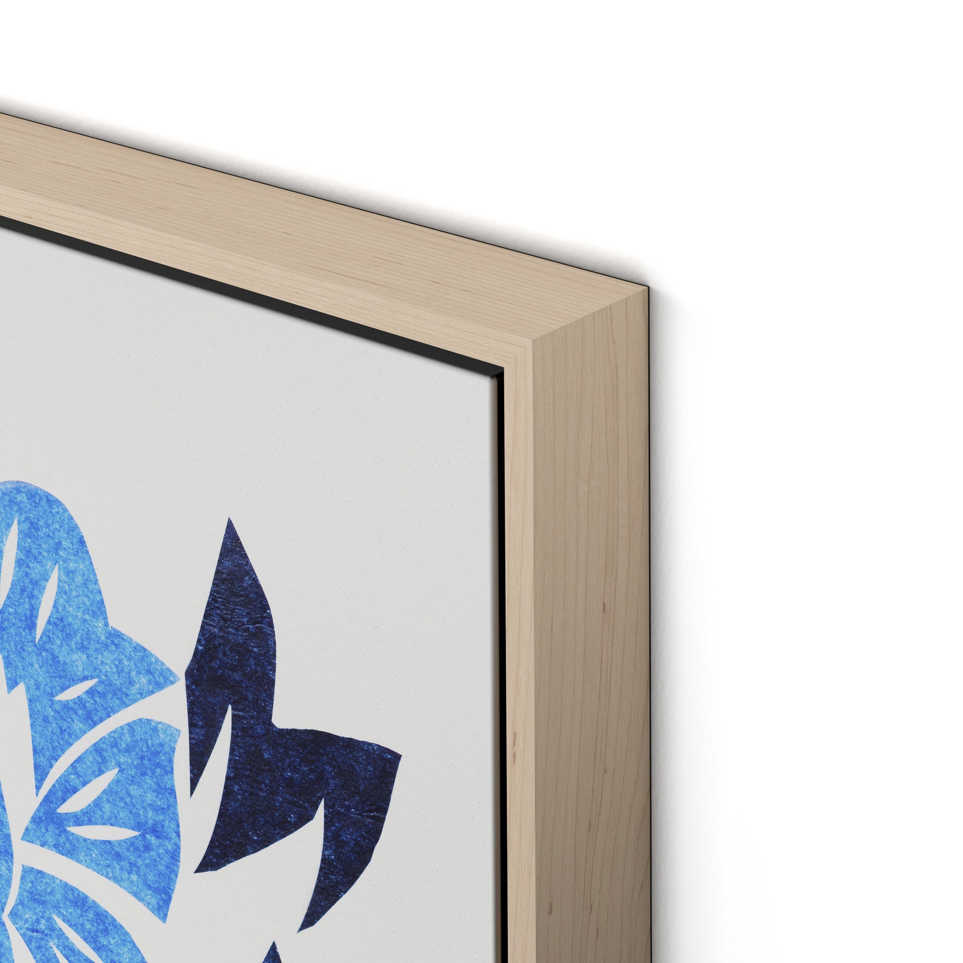 Blue Burst Canvas Floater Framed / 24 x 32 in / Natural Maple