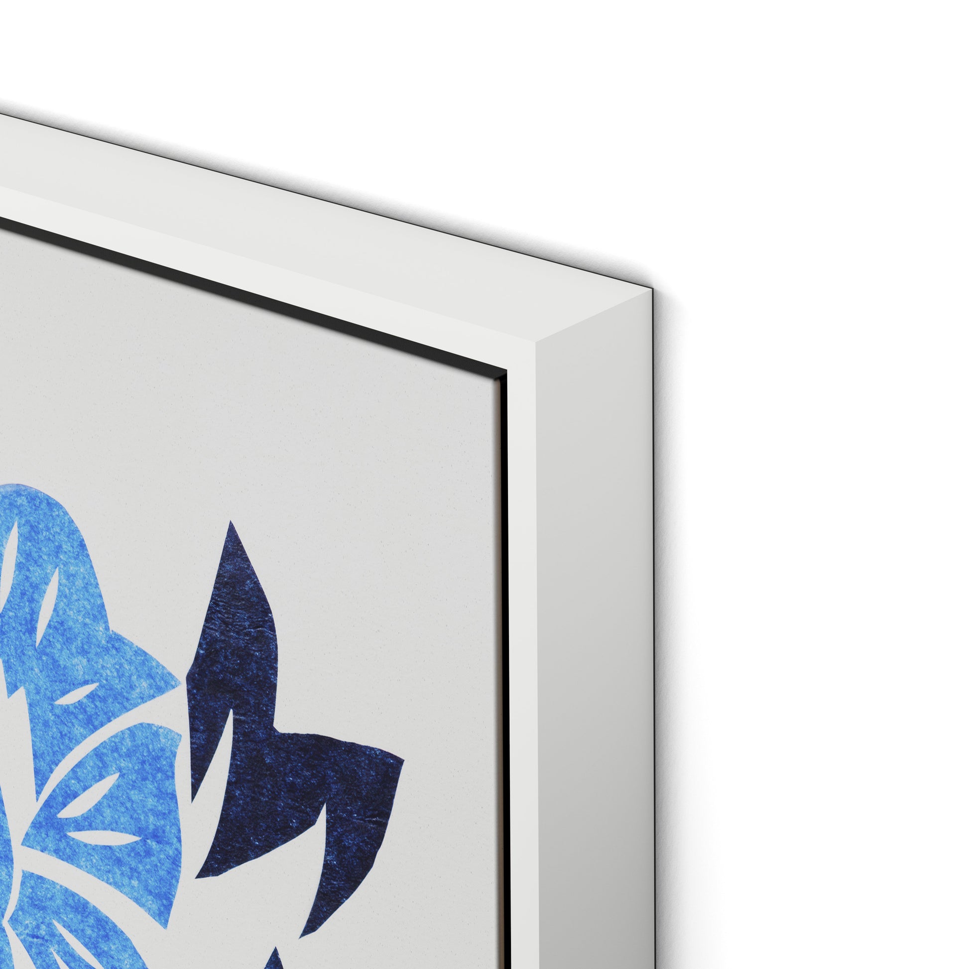 Blue Burst Canvas Floater Framed / 24 x 32 in / White