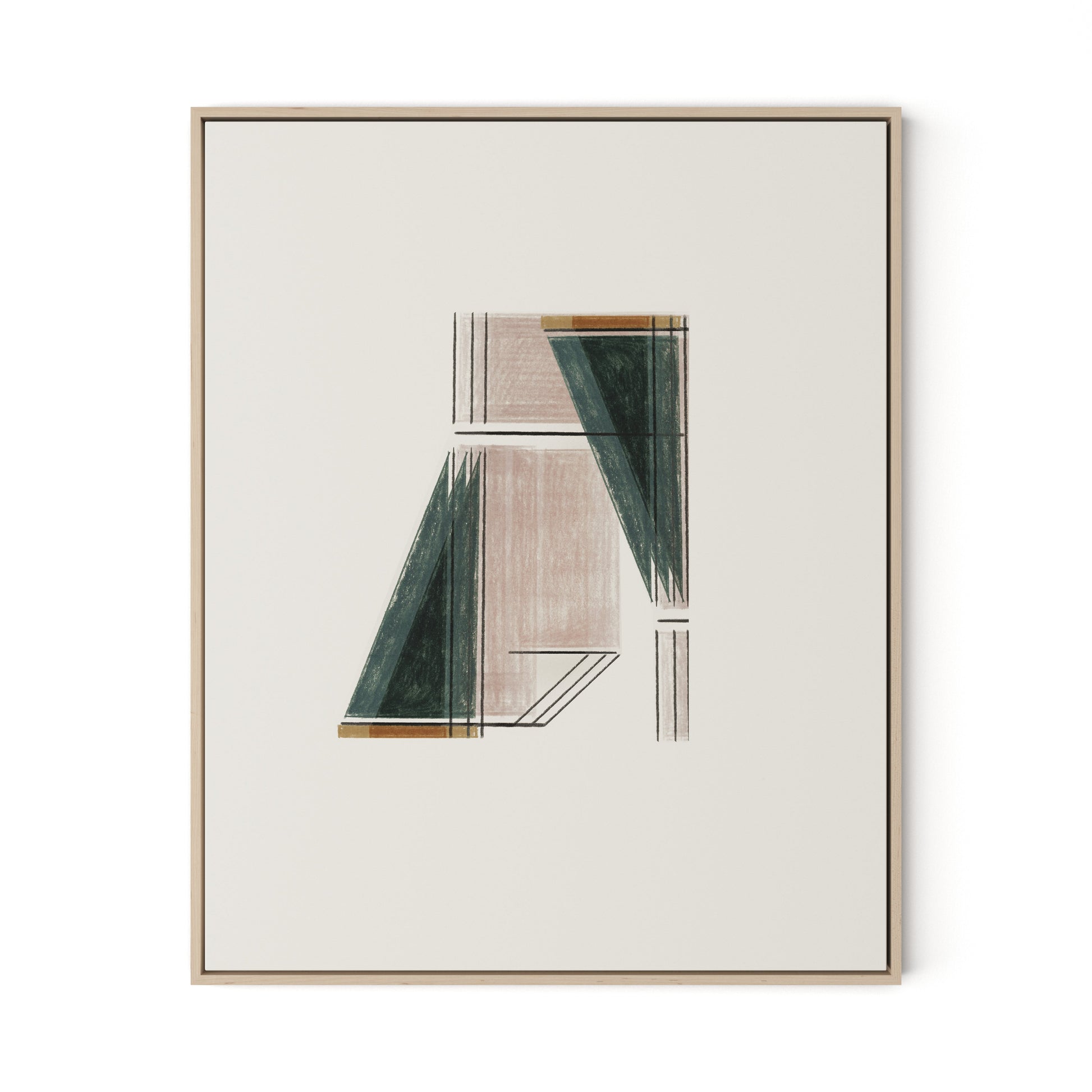 Structure 3 Canvas Floater Framed / 26 x 32 in / Natural Maple