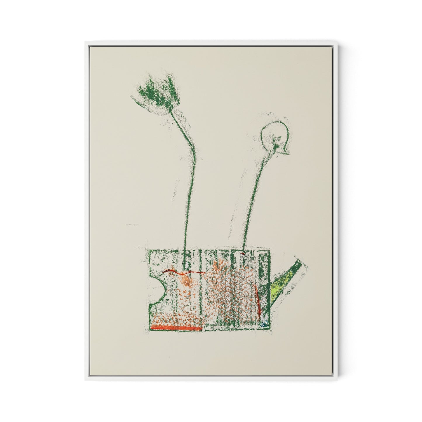Rubbings 4 Canvas Floater Framed / 24 x 32 in / White
