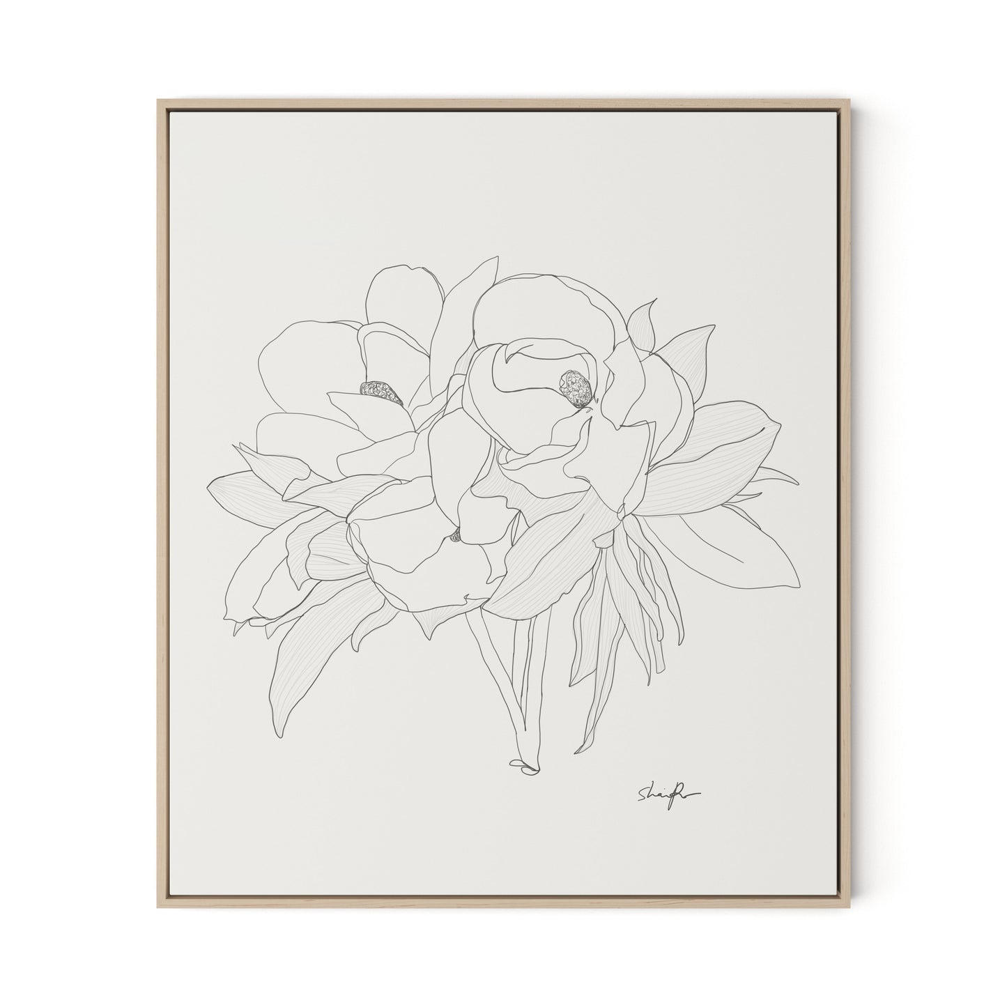 Magnolia Canvas Floater Framed / 27.5 x 32 in / Natural Maple