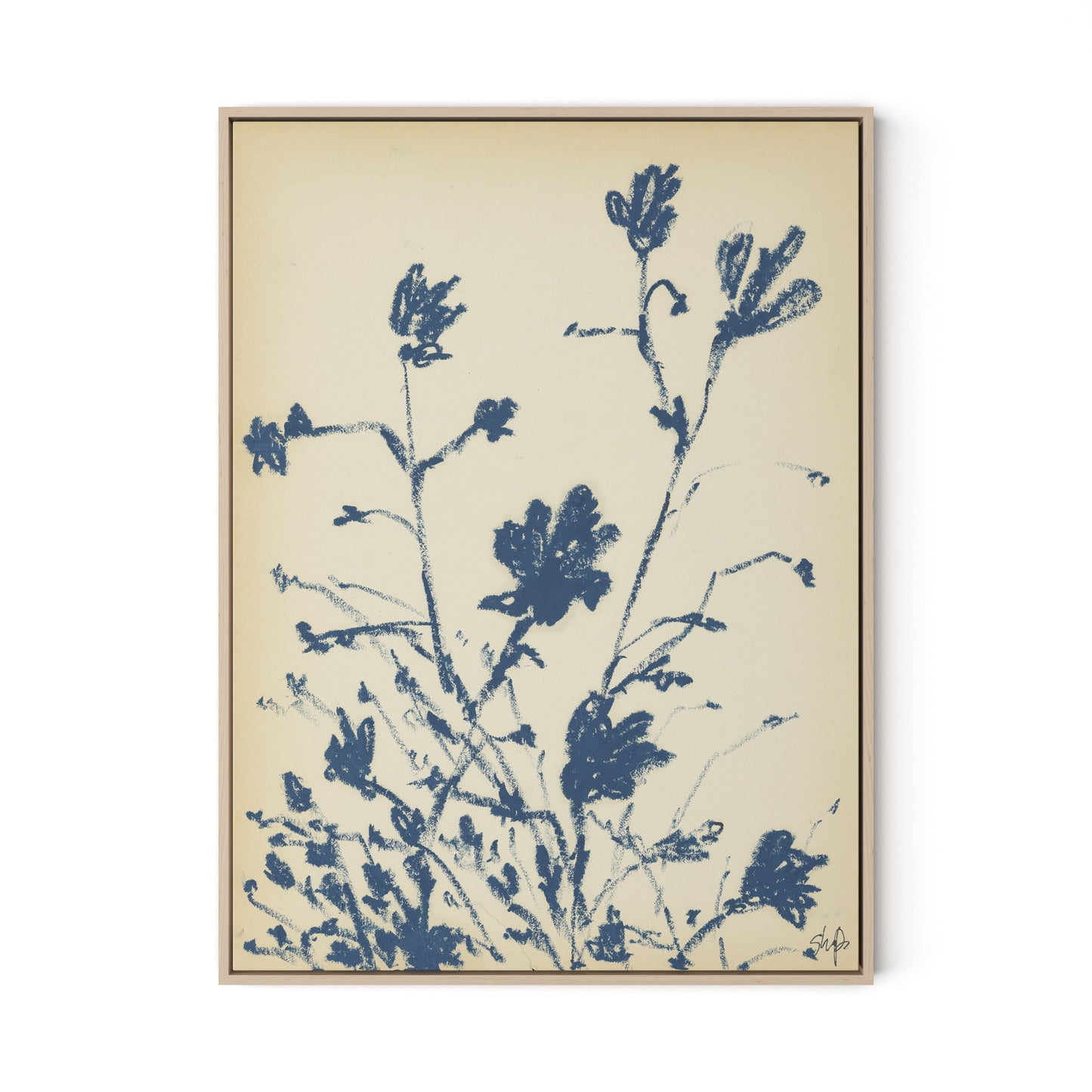 Summer Weed Canvas Floater Framed / 24 x 32 in / Natural Maple