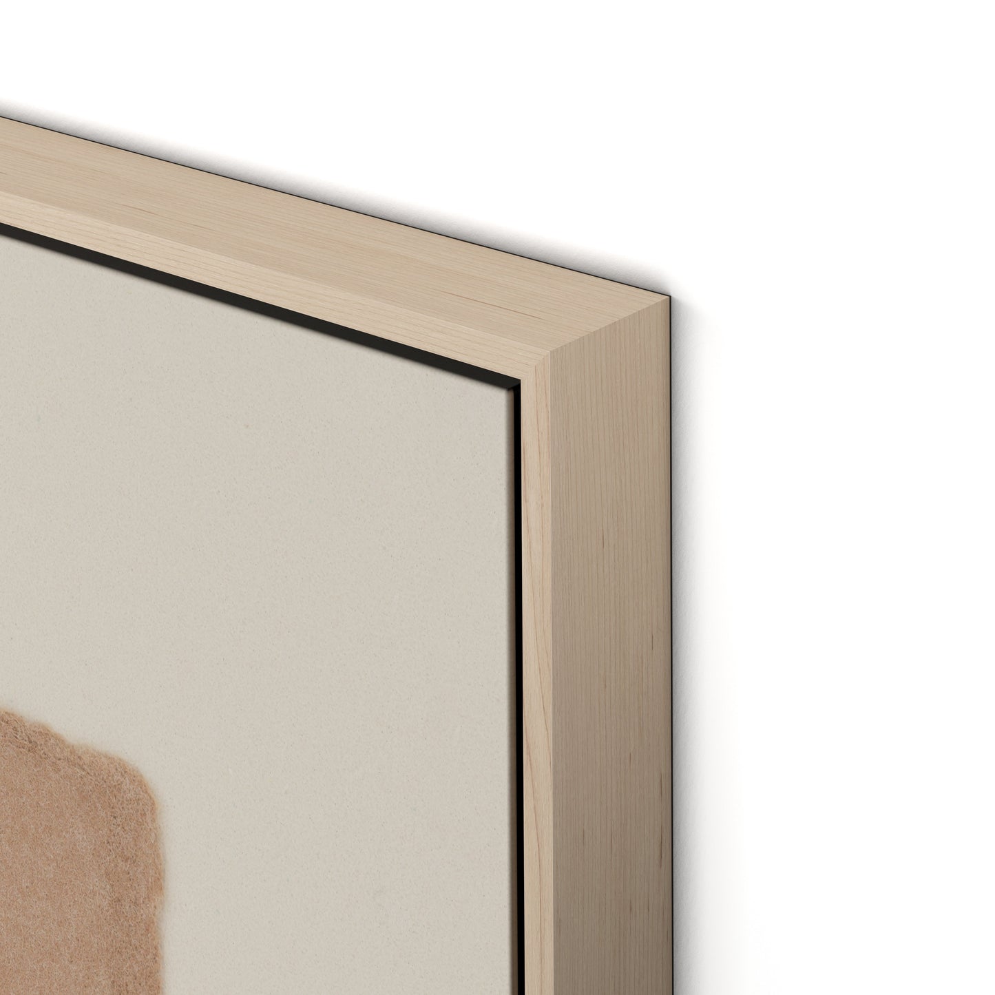 Petal and Water Green Abstract Canvas Floater Framed / 24 x 32 in / Natural Maple