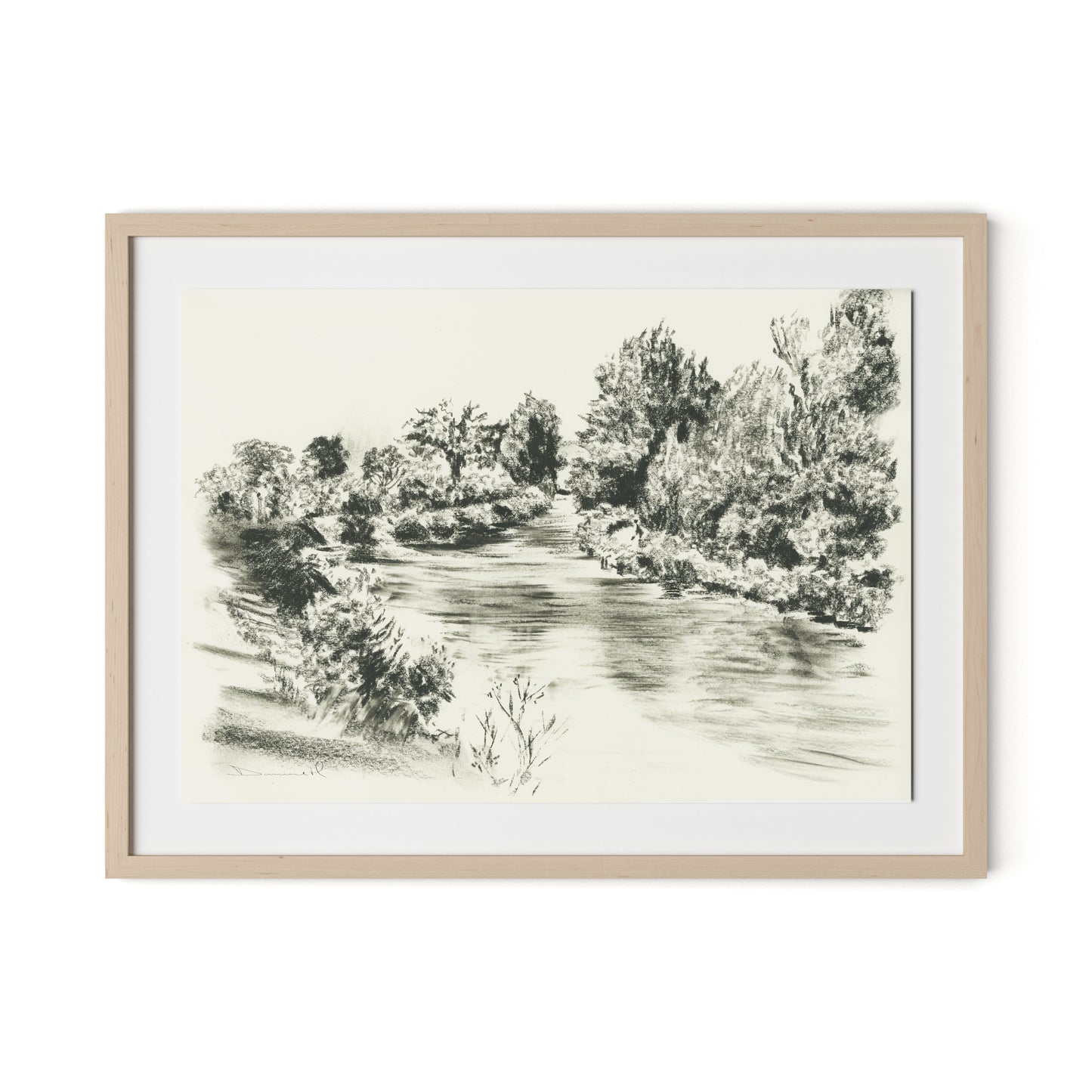 River Exe Framed Paper / 32 x 24 in / Natural Maple