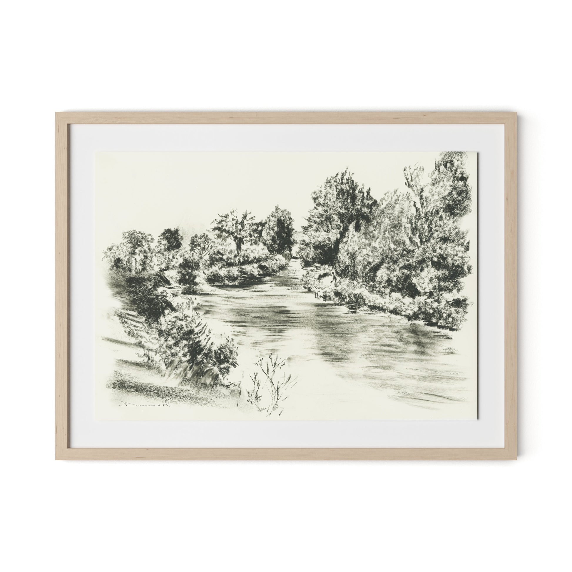 River Exe Framed Paper / 32 x 24 in / Natural Maple