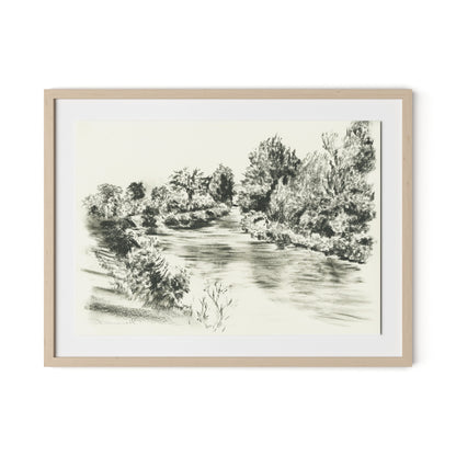 River Exe Framed Paper / 32 x 24 in / Natural Maple