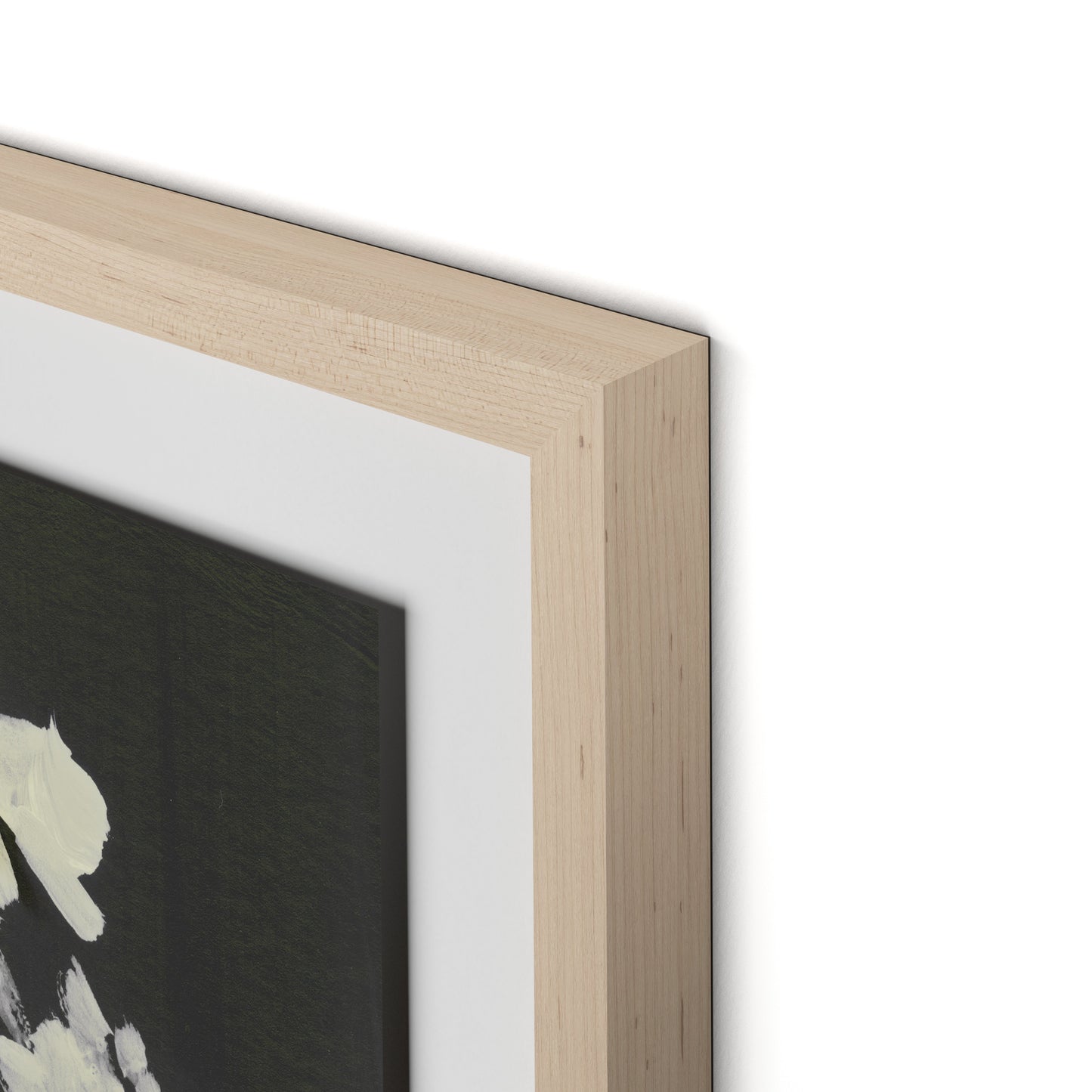 White Blooms Framed Paper / 32 x 32 in / Natural Maple