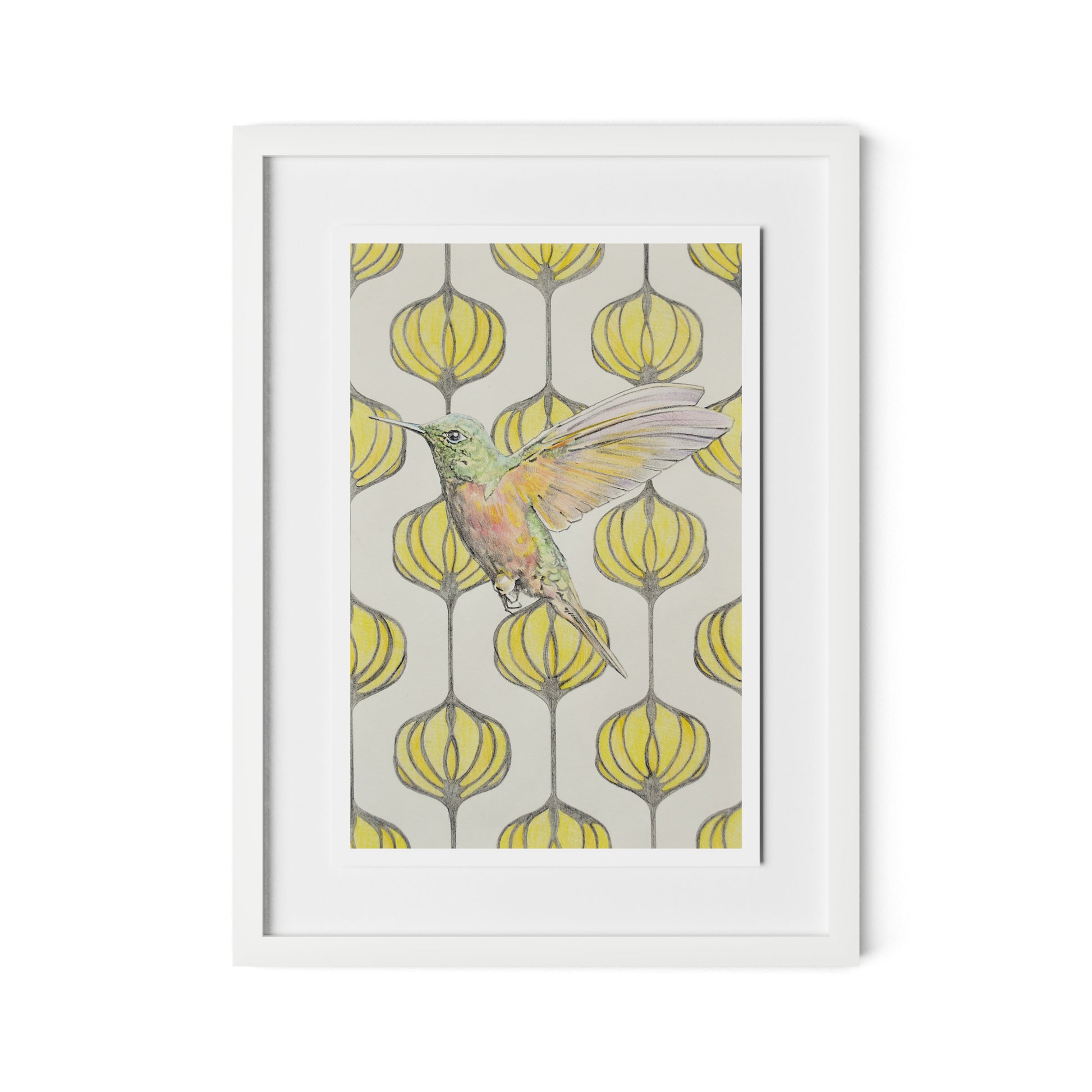 Amazilia Lanterns Framed Paper / 18 x 24 in / White