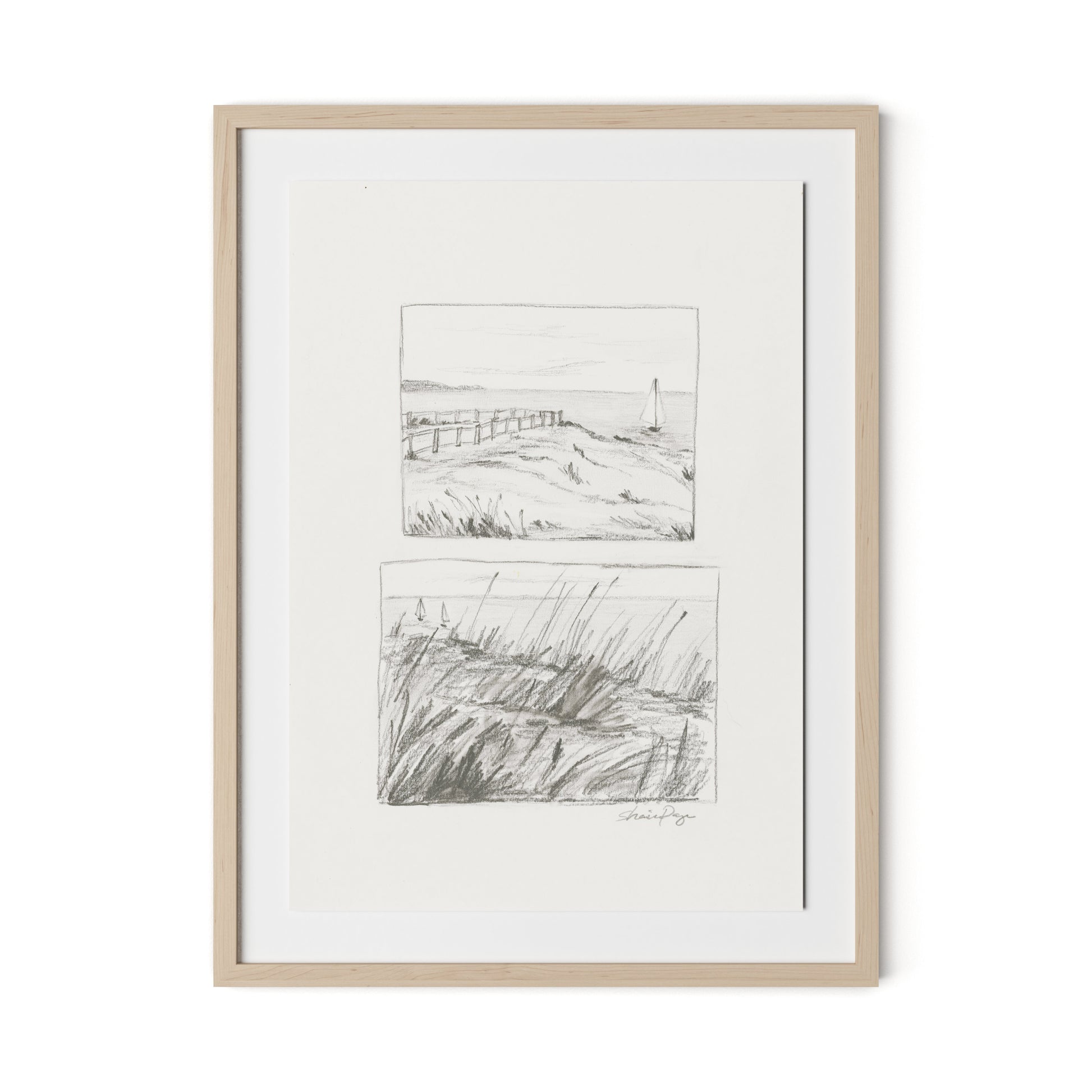 Setting Sail Framed Paper / 24 x 32 in / Natural Maple