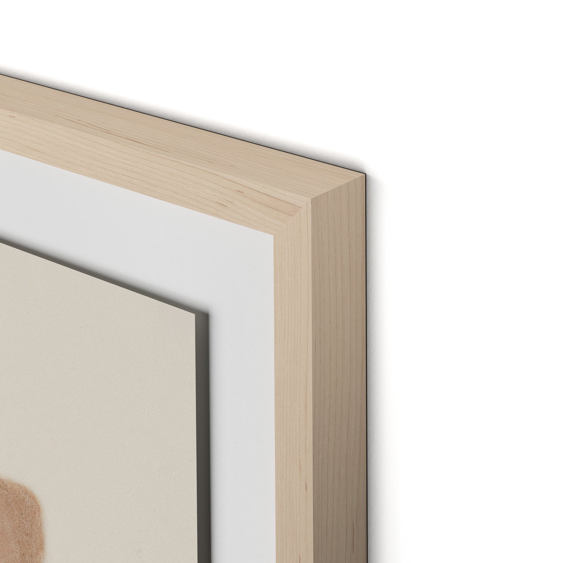 Petal and Water Green Abstract Framed Paper / 24 x 32 in / Natural Maple
