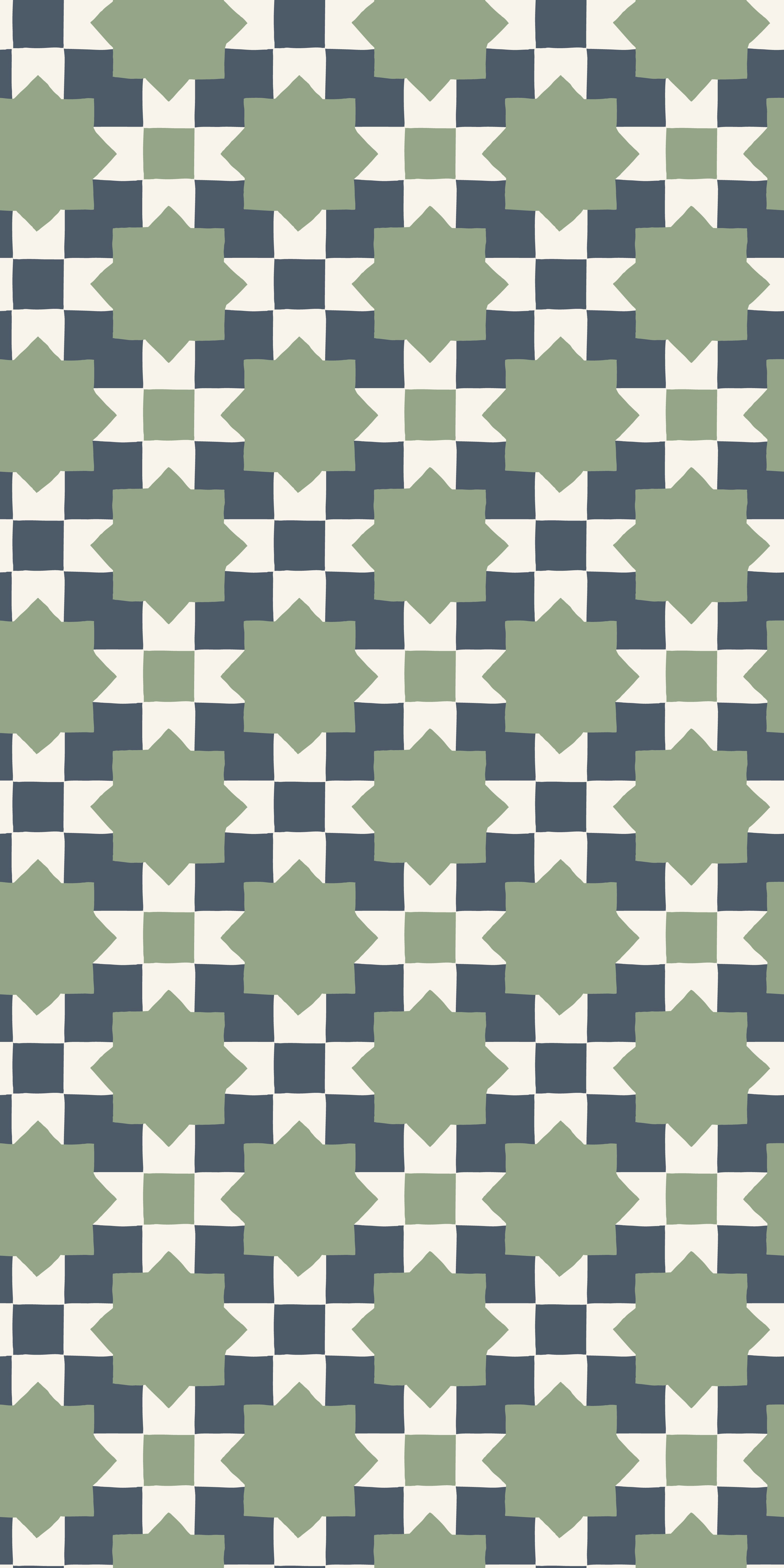 Checkerboard Geo in Navy/Moss color