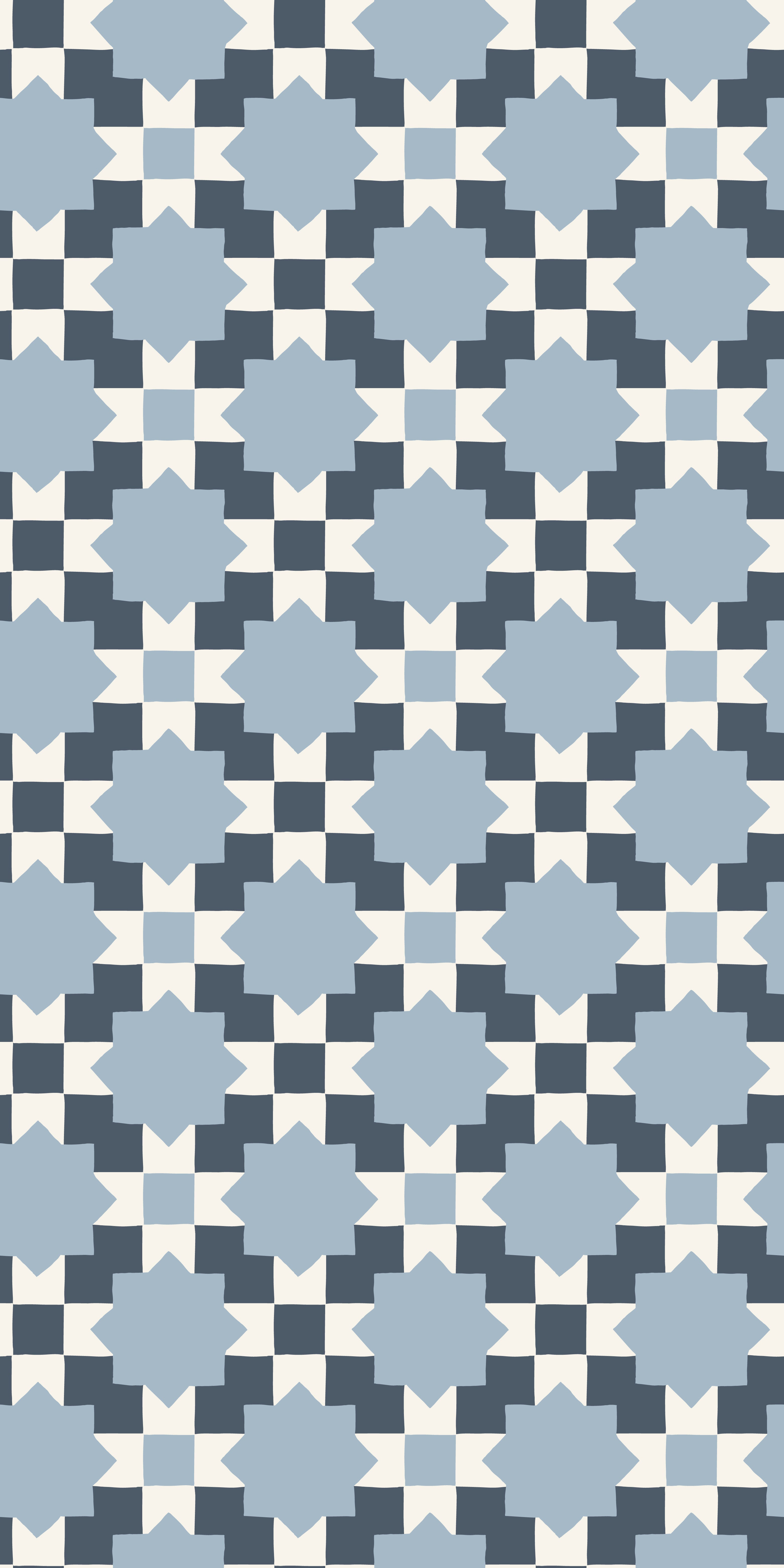 Checkerboard Geo in Powder/Navy color
