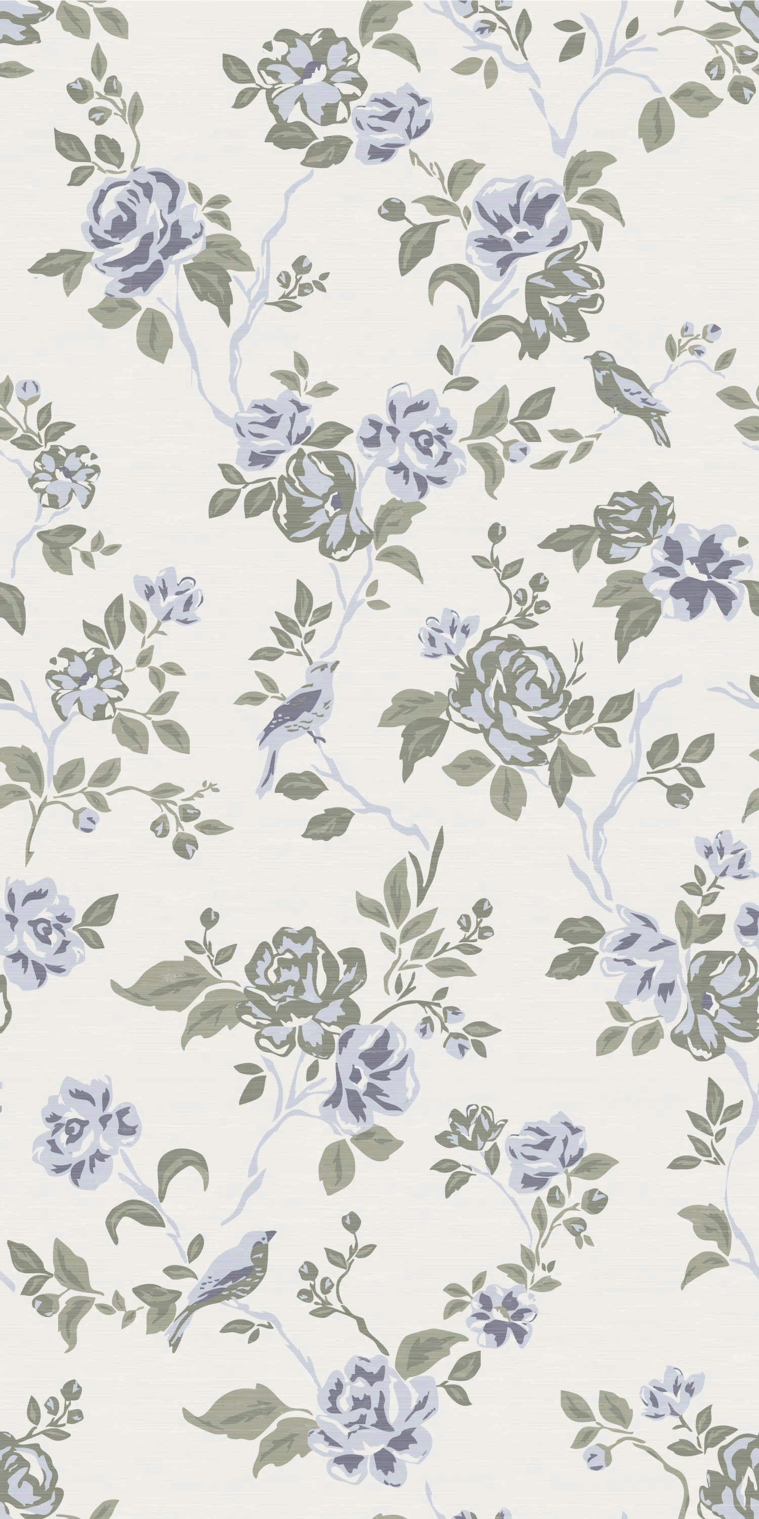 Climbing Blossom in Sky Blue/Sage color