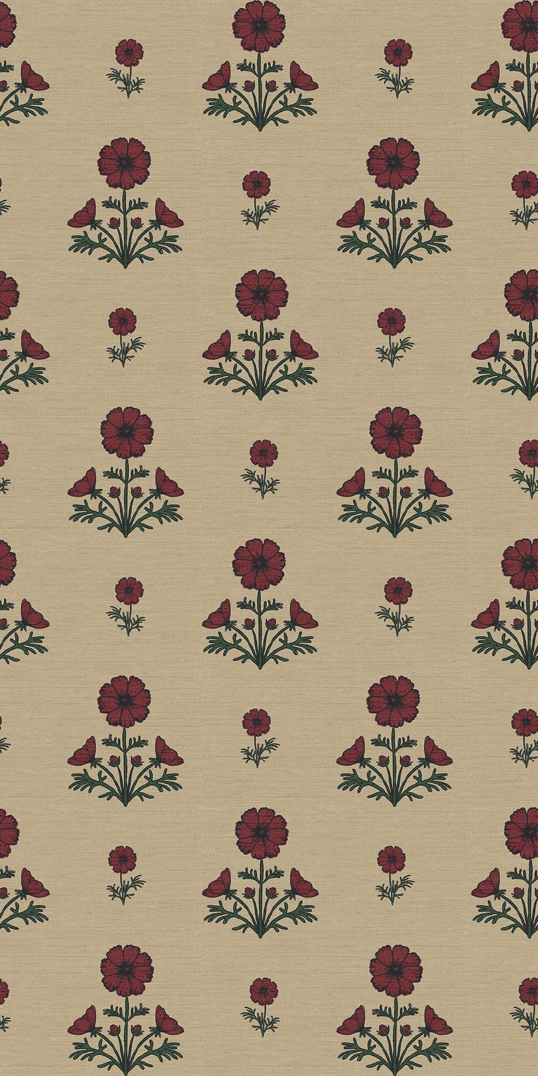 Cosmo Block Print in Red/Dark Tan color