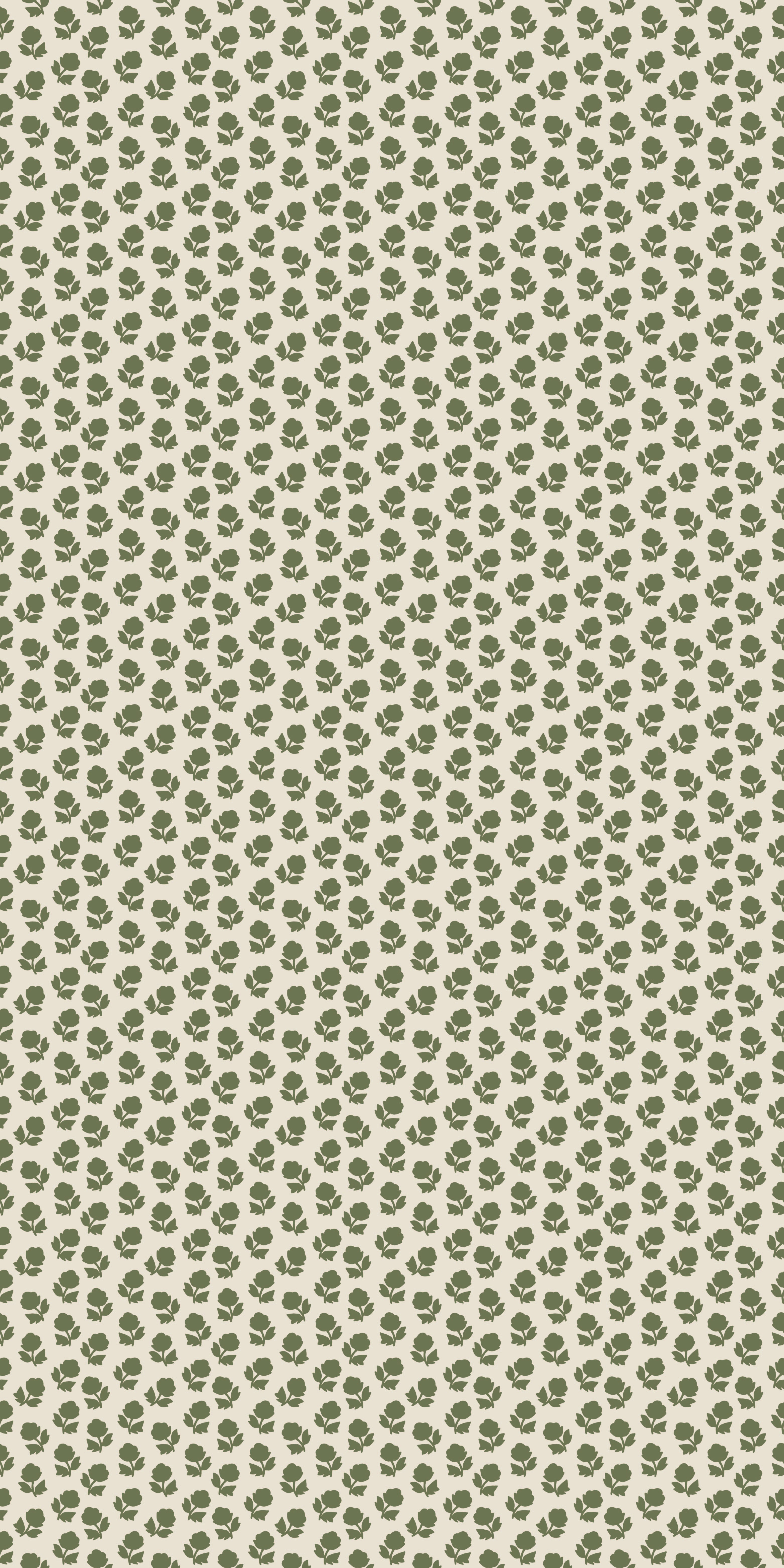 Flower Stamp in Cream/Olive color
