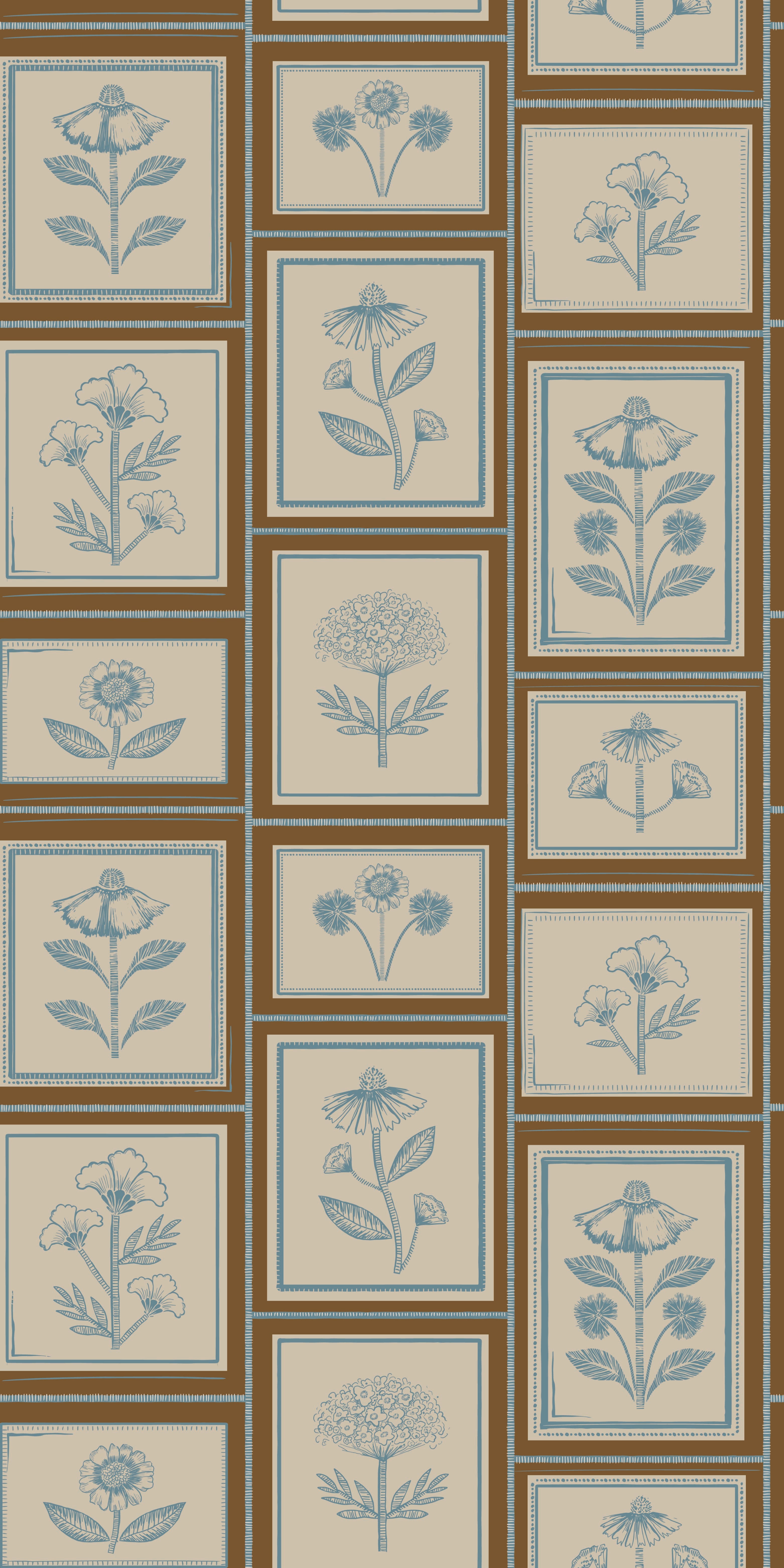 Framed Flowers in Fennel color