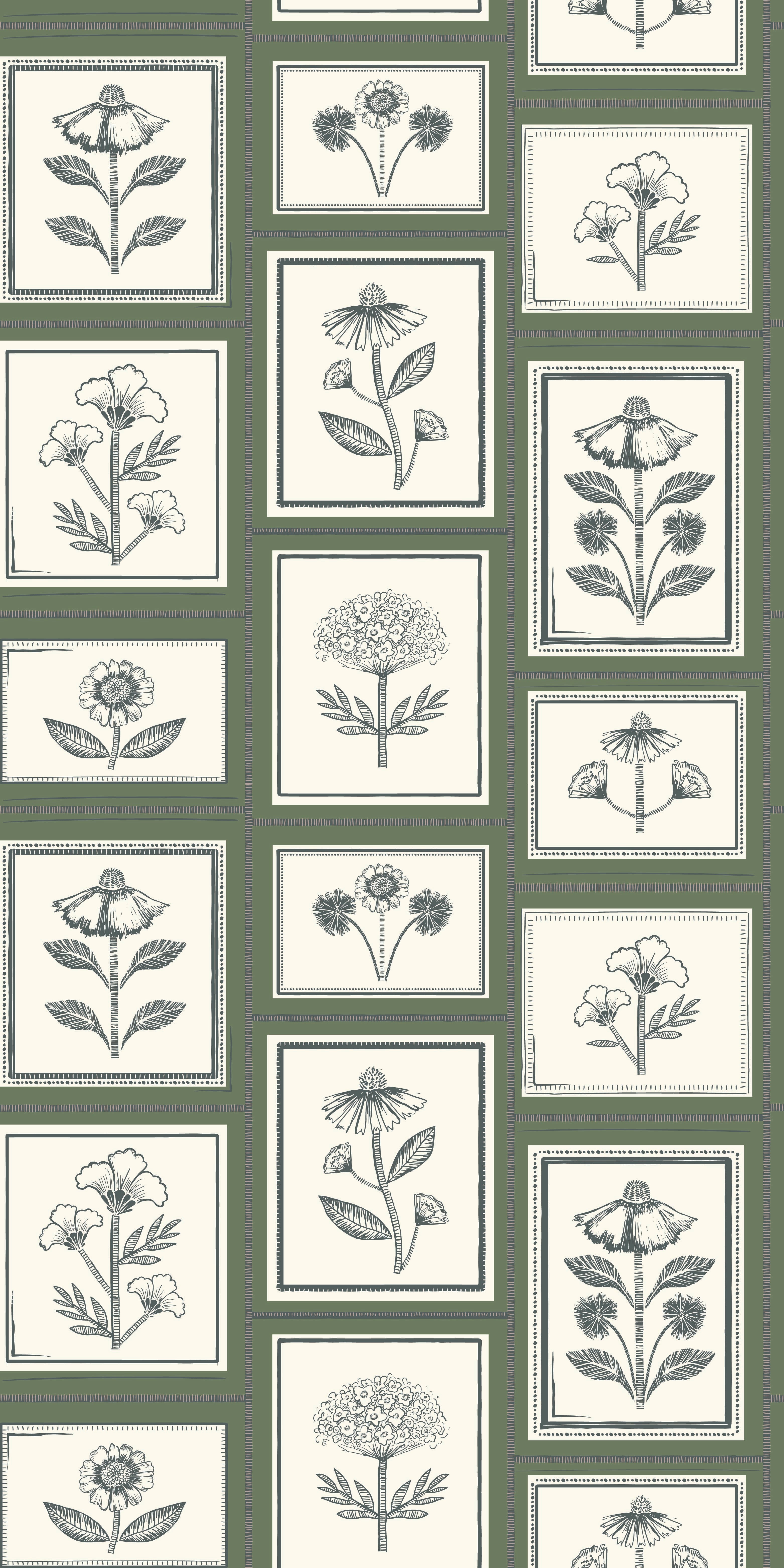 Framed Flowers in Forest color