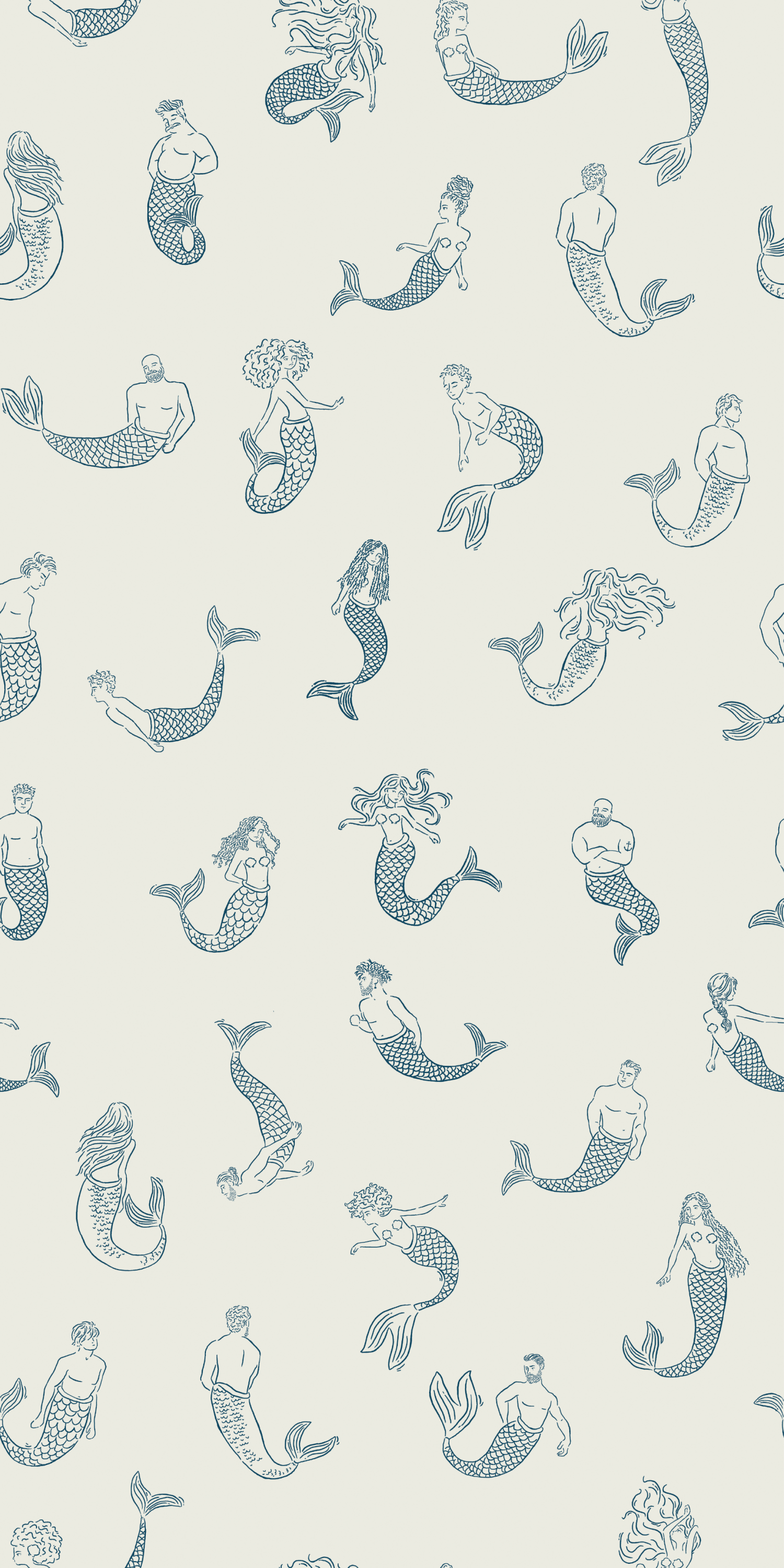 Merpeople in Navy / Ivory color