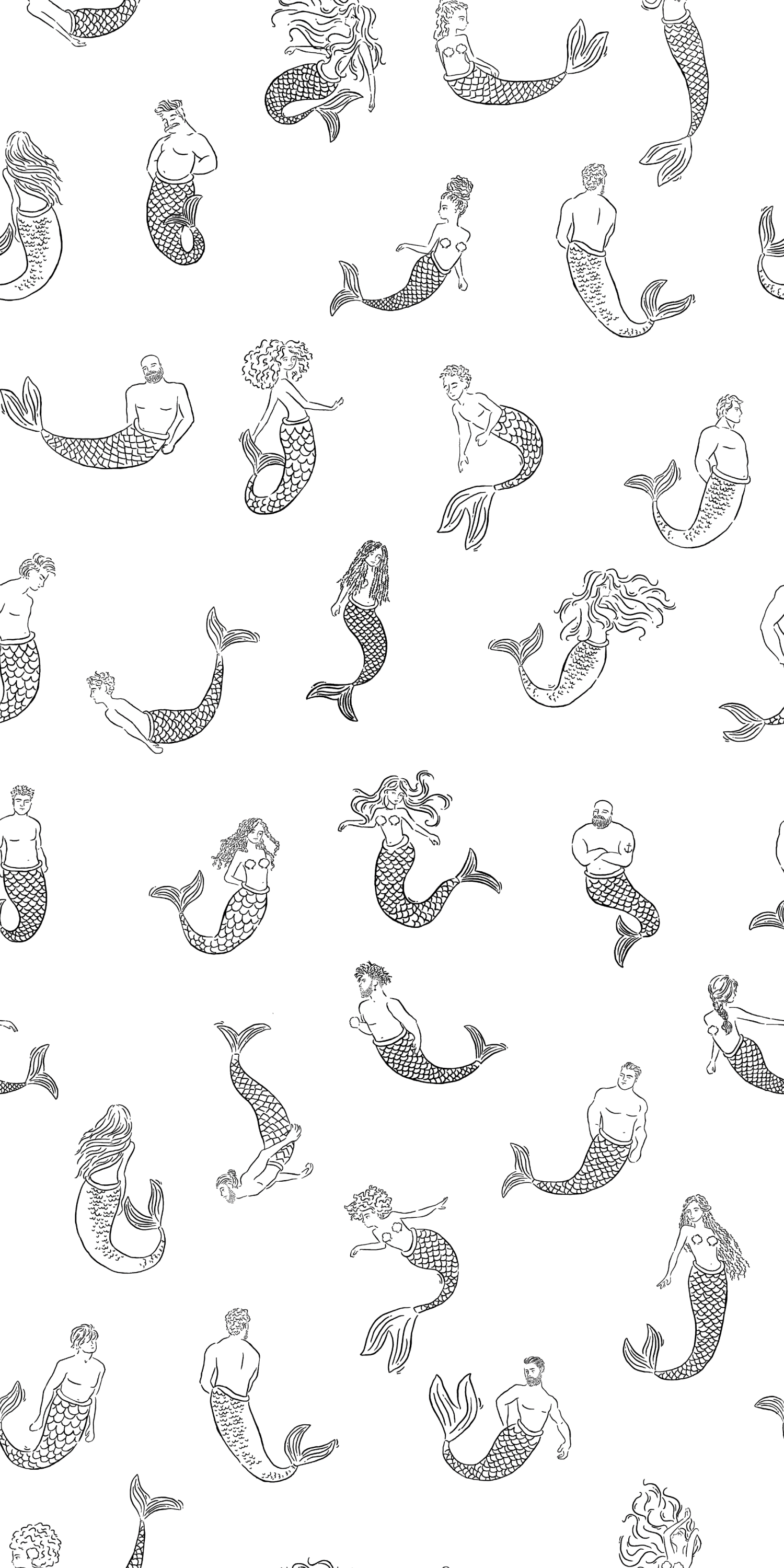 Merpeople in Black & White color