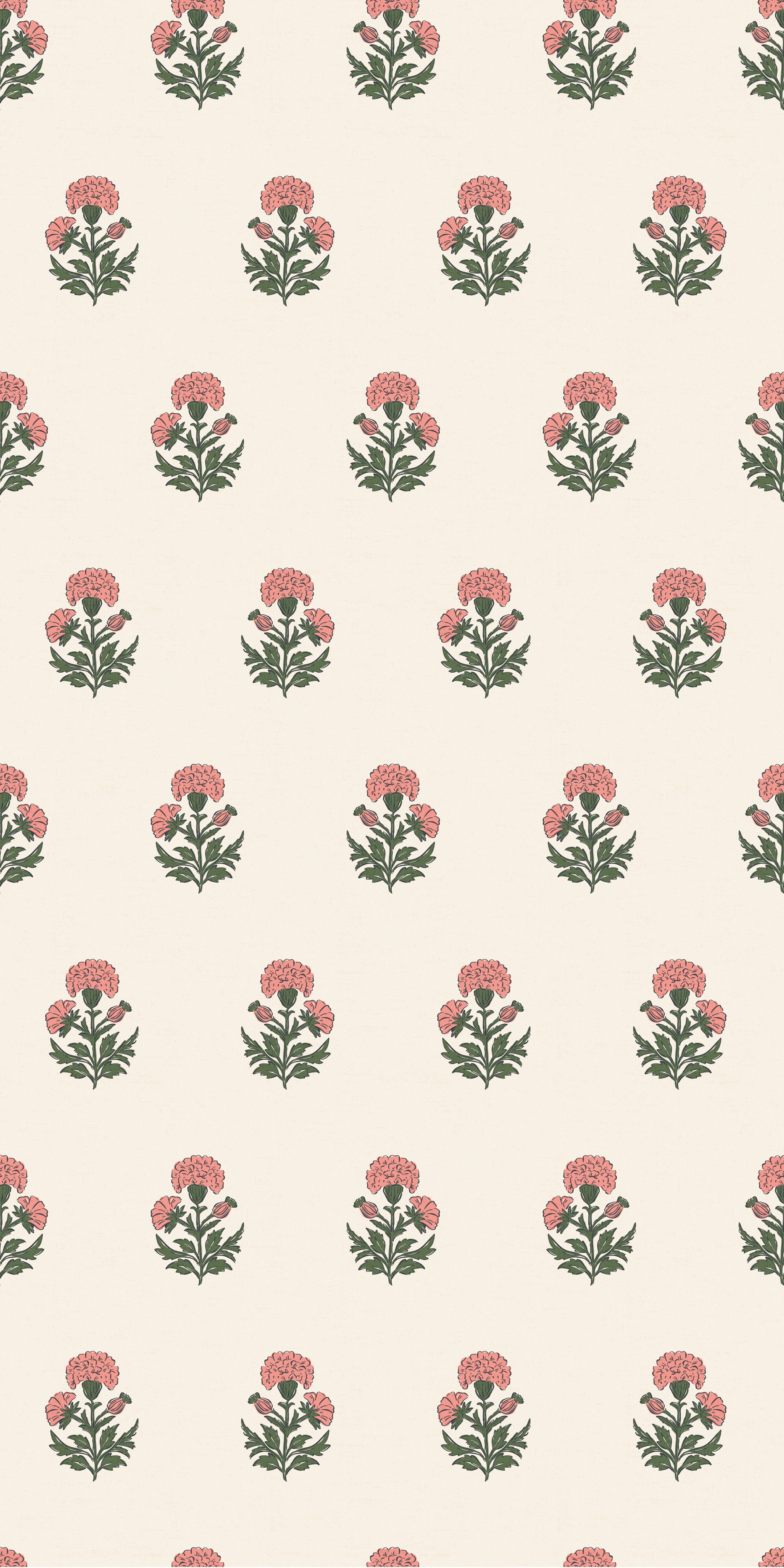 Marigold Block Print in Coral color