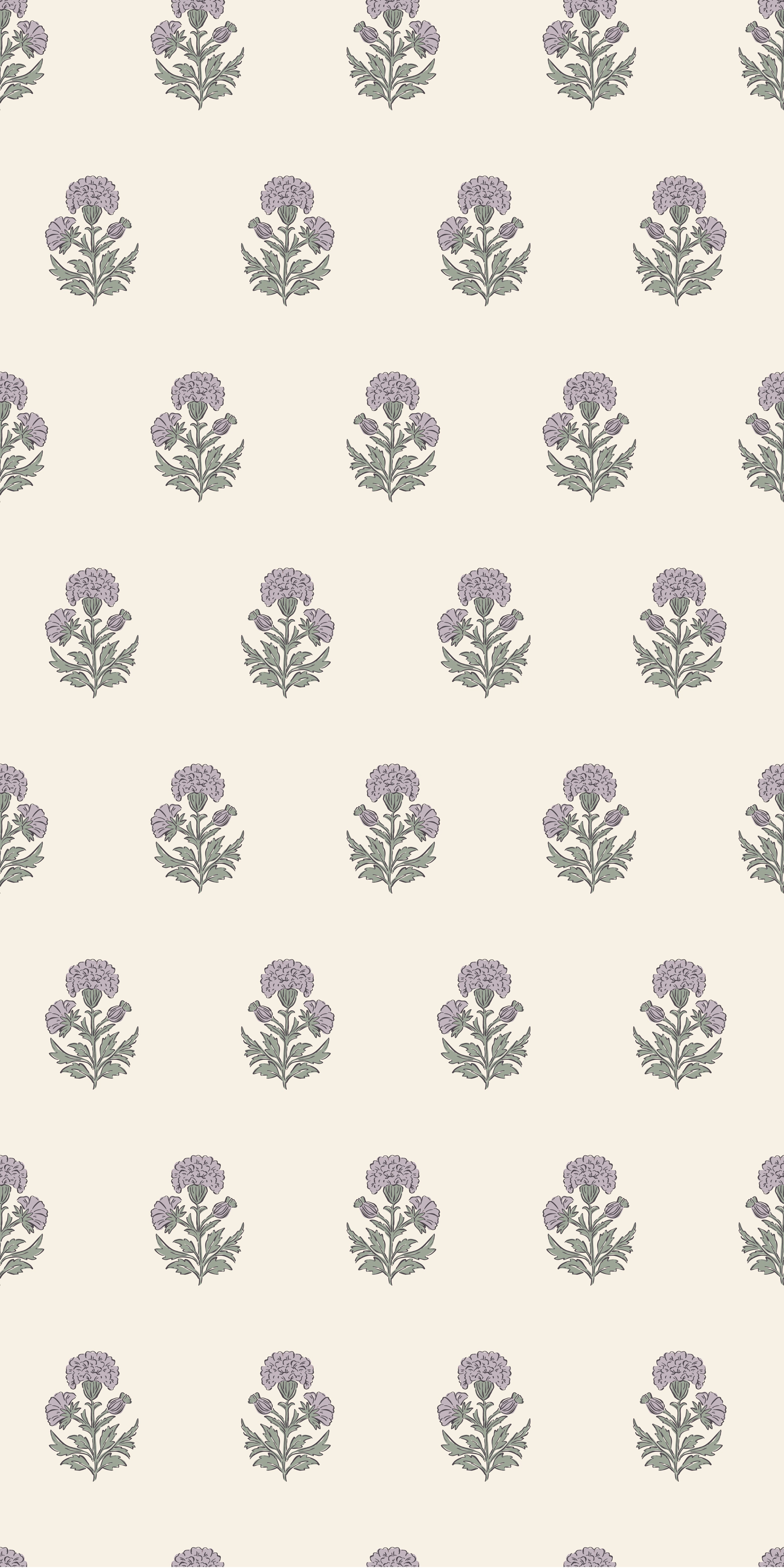 Marigold Block Print in Pastel Purple color