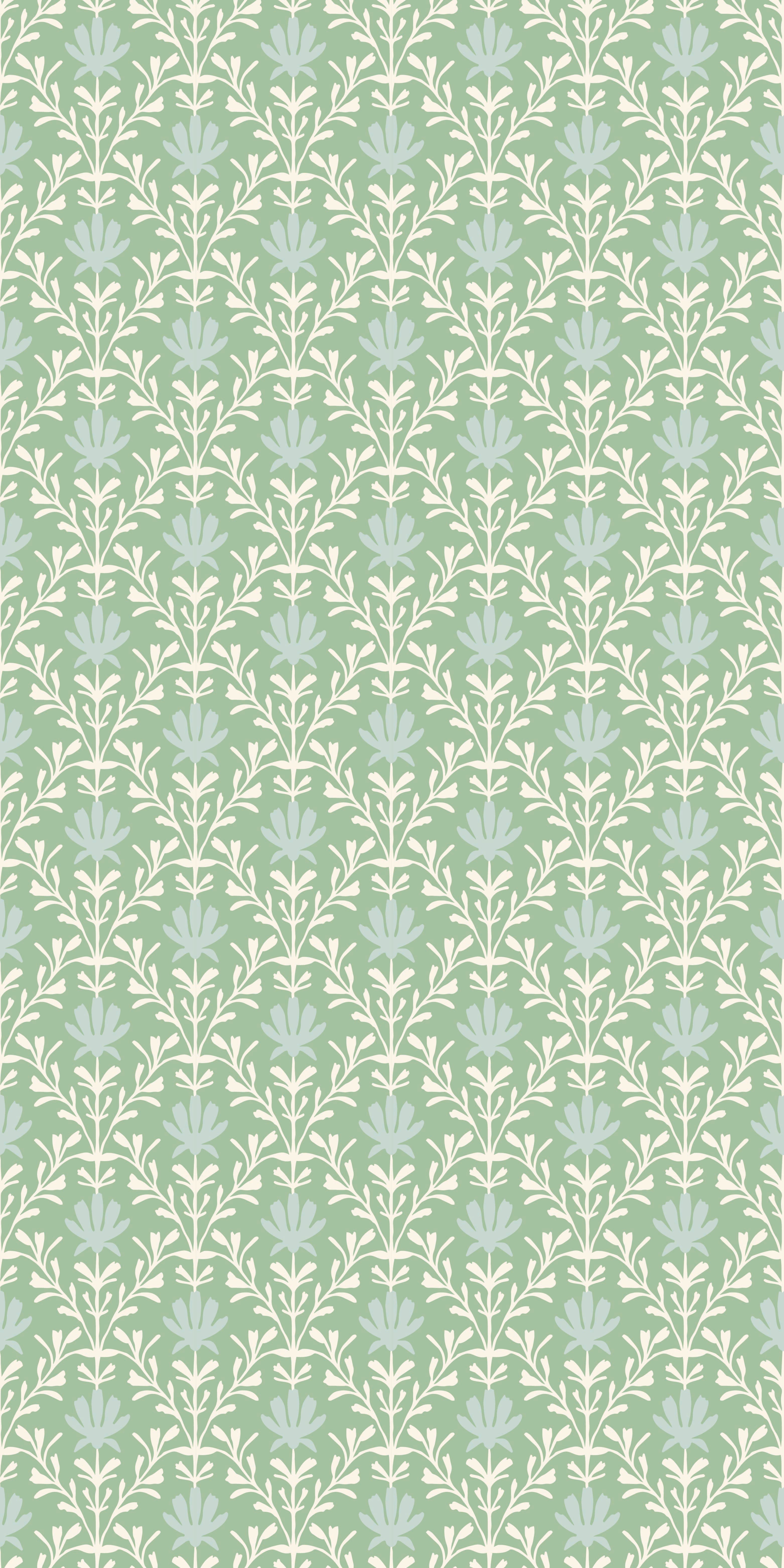 Mist Floral in Spring Green color