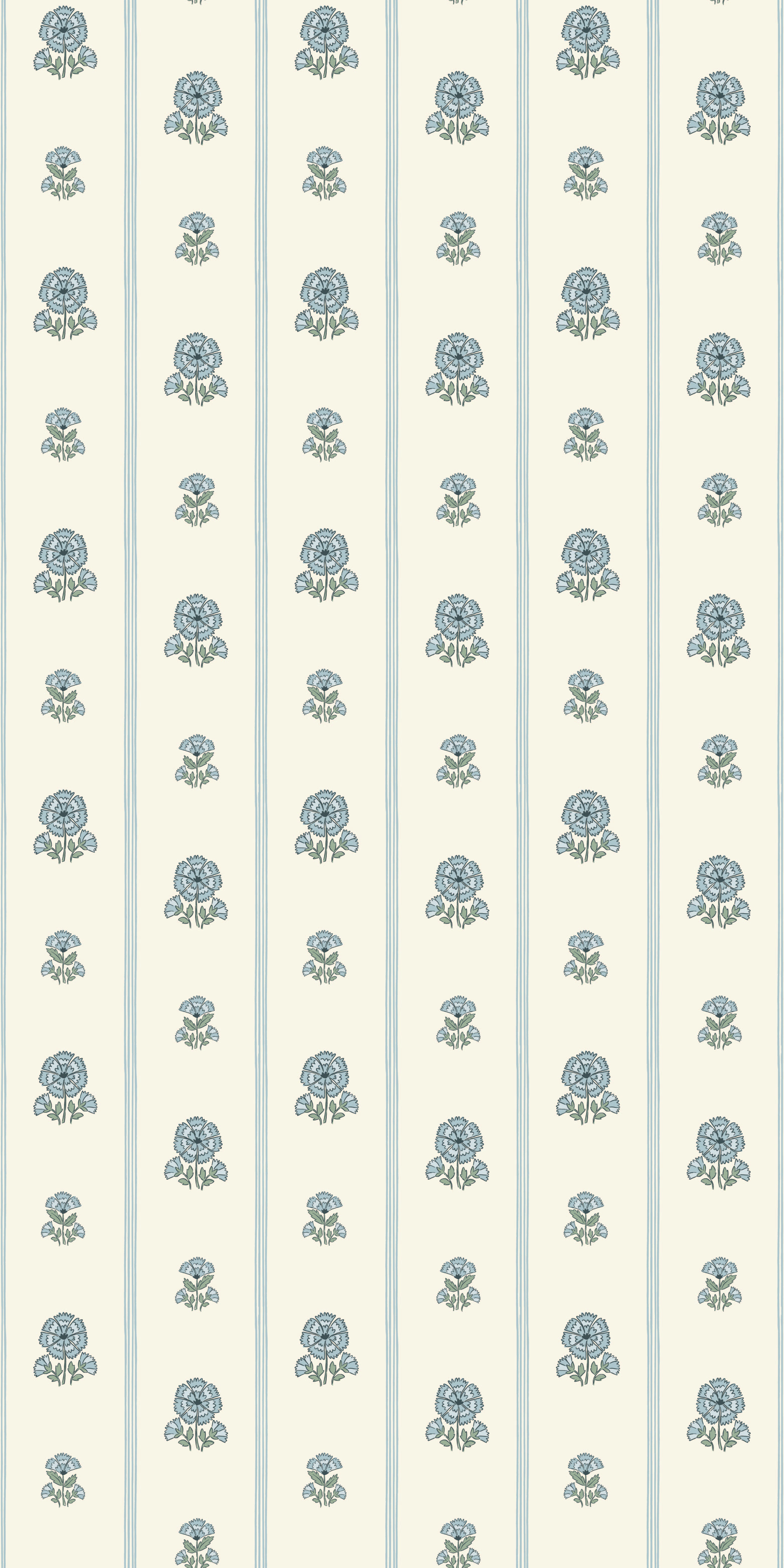 Fan Floral Stripe in Powder Blue color