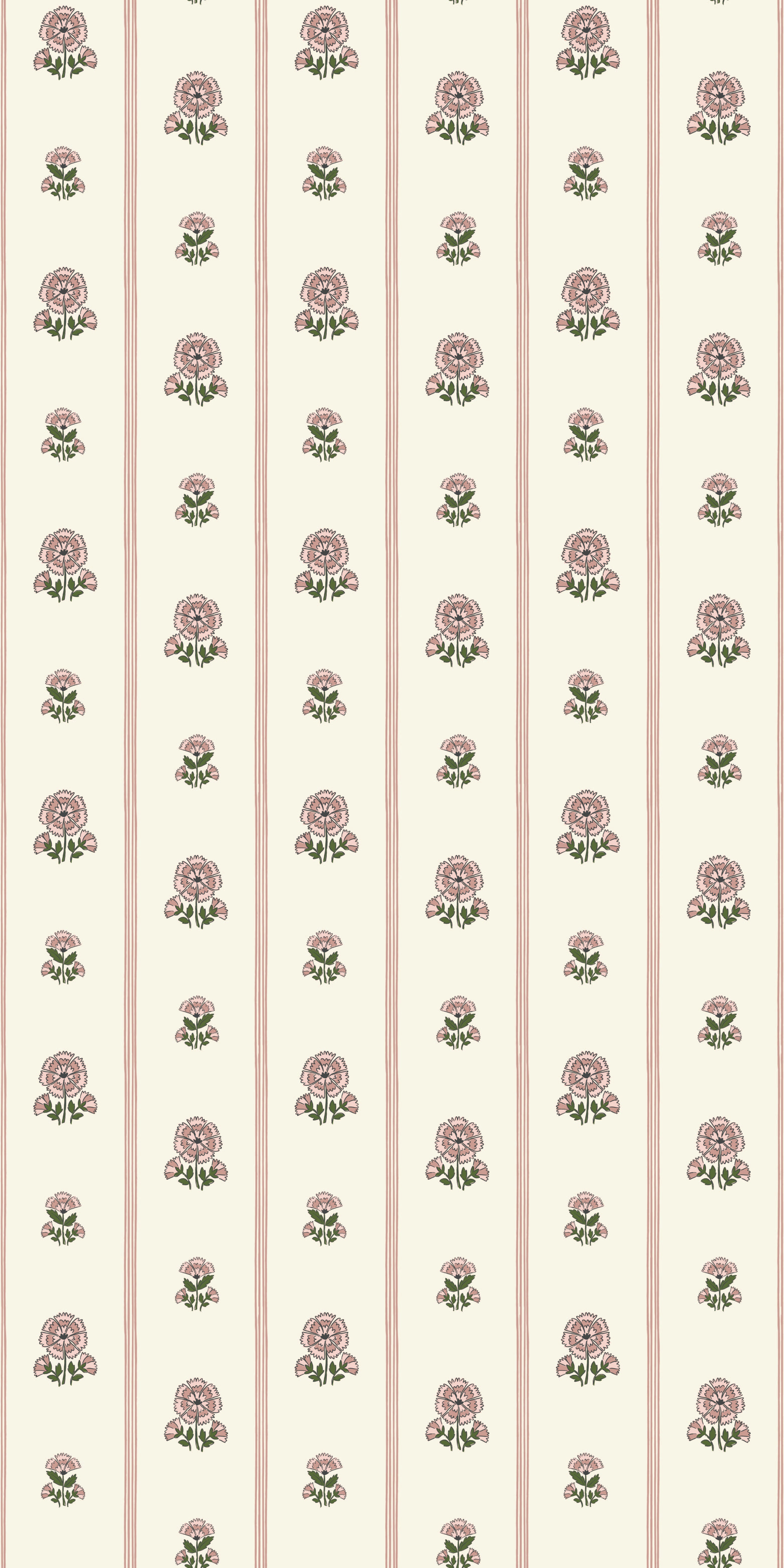 Fan Floral Stripe in Blush color
