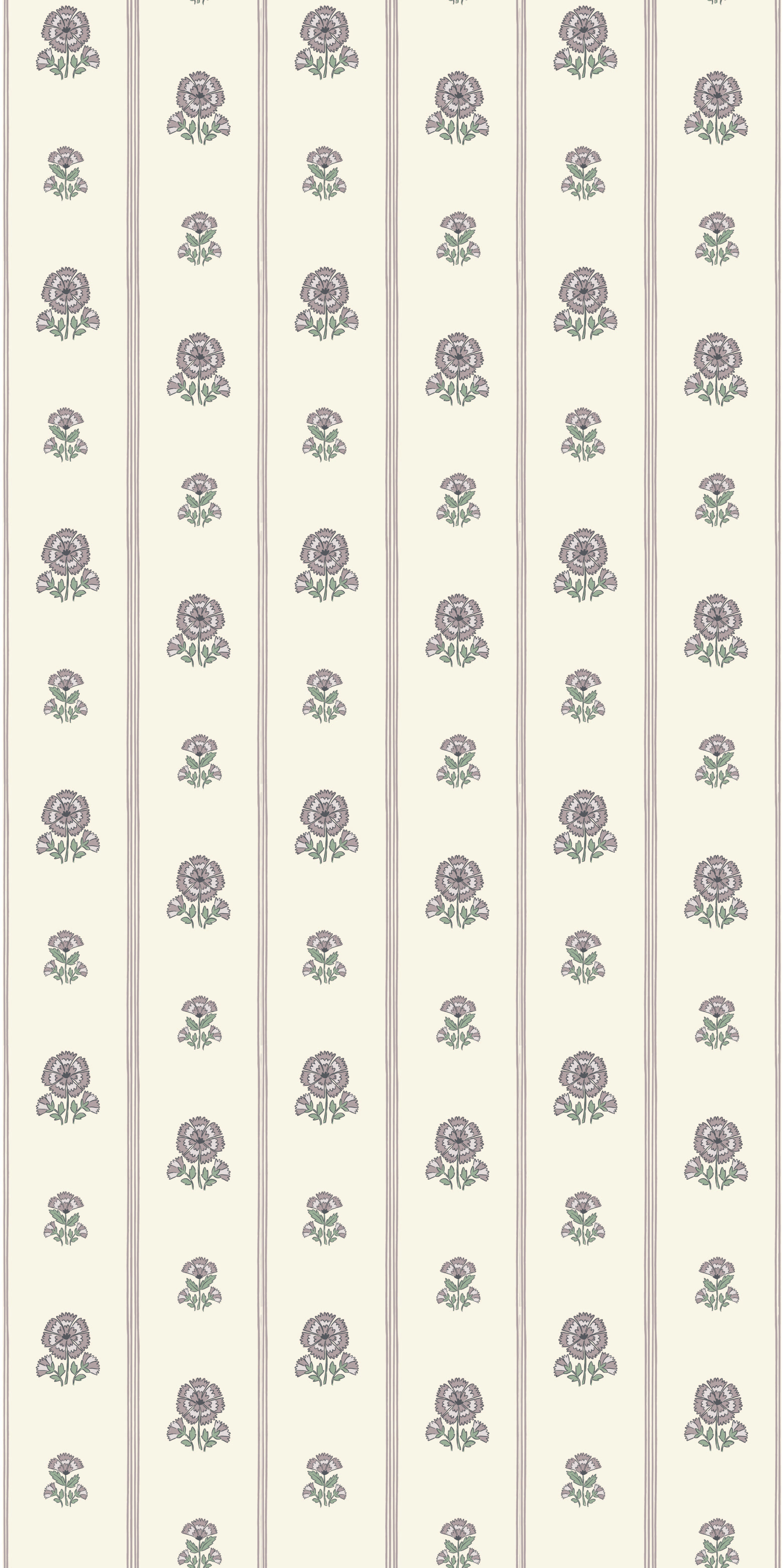 Fan Floral Stripe in Lilac color