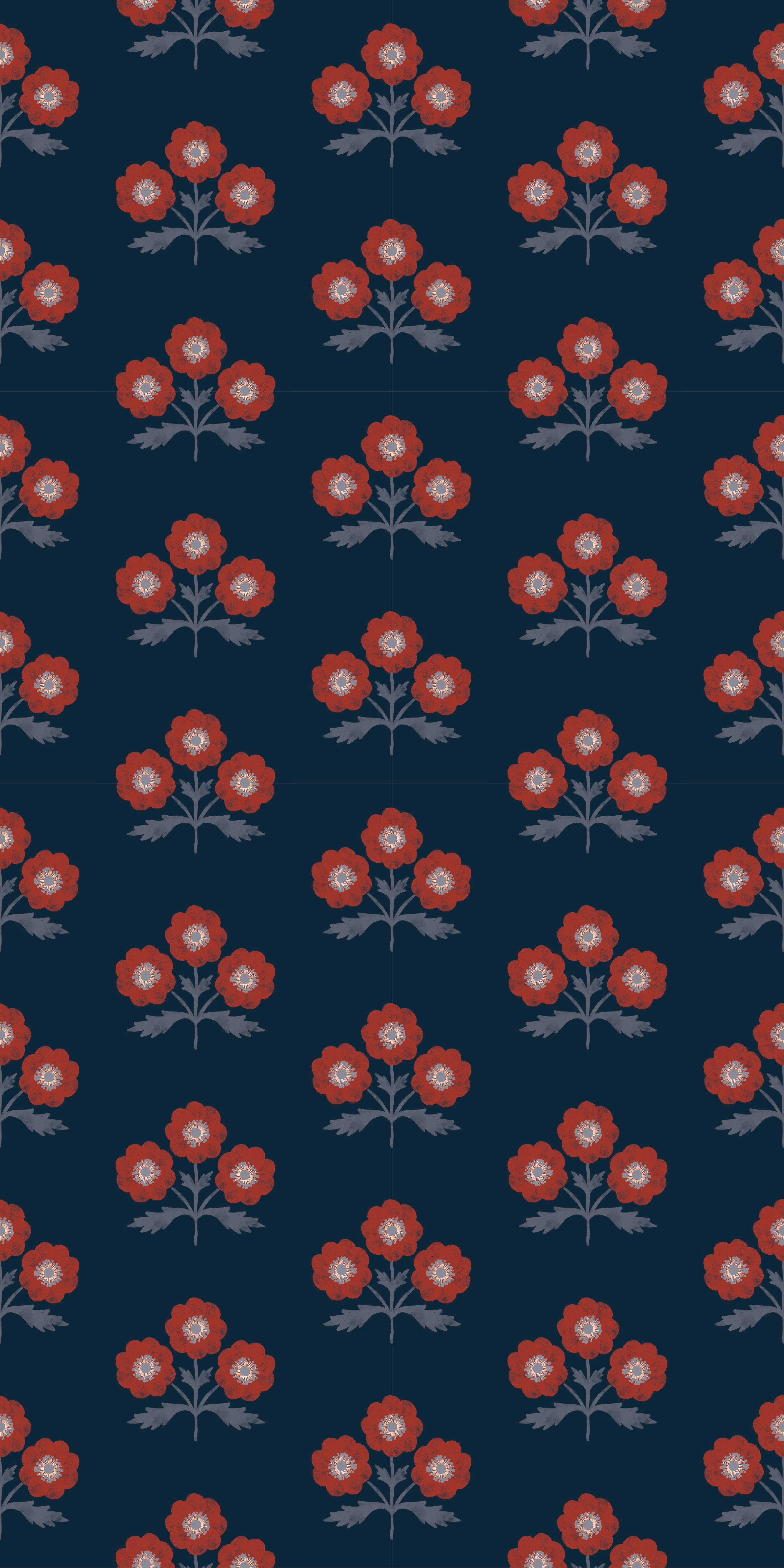 Field Floral in Crimson color