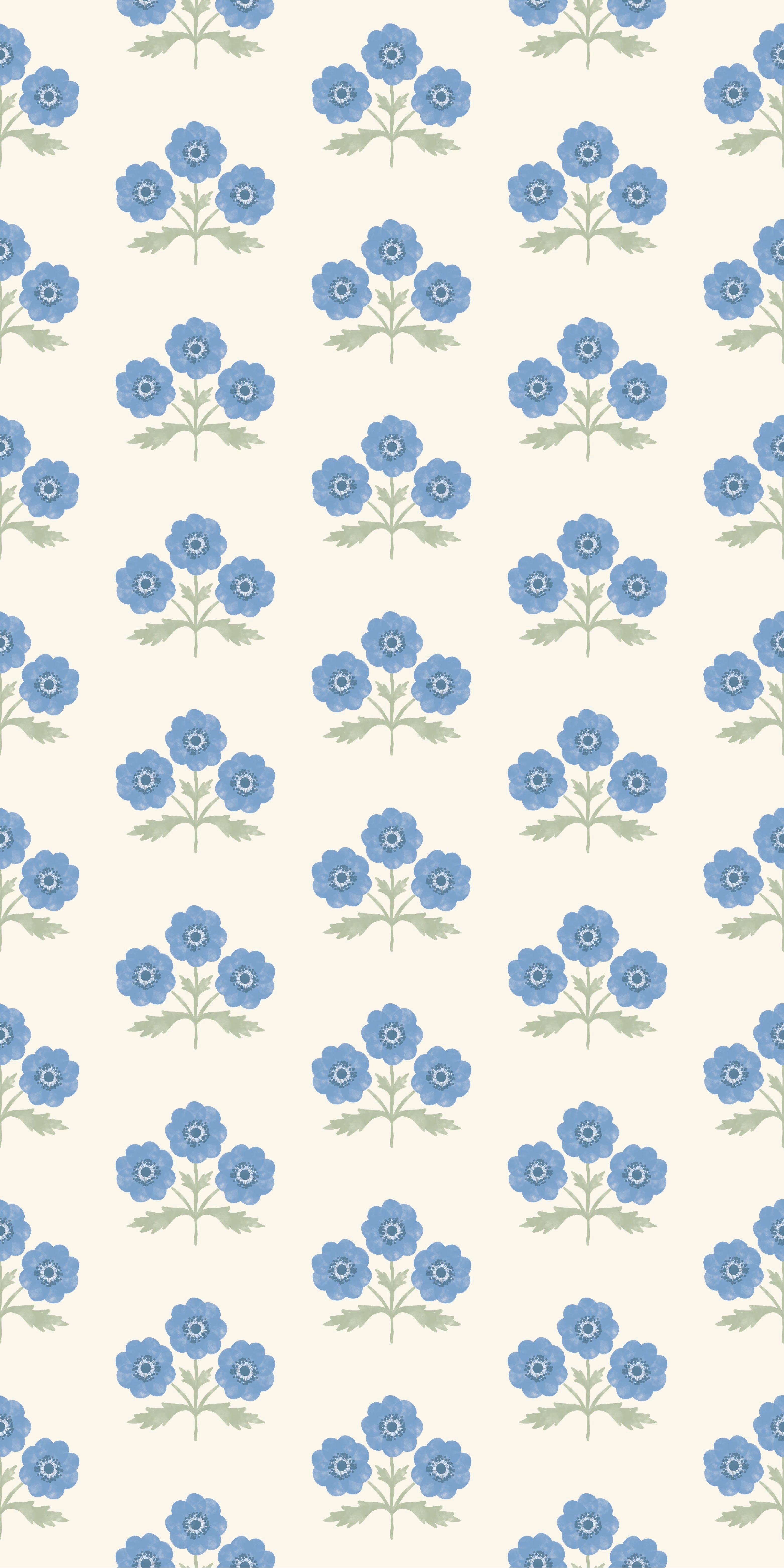 Field Floral in Sky Blue color