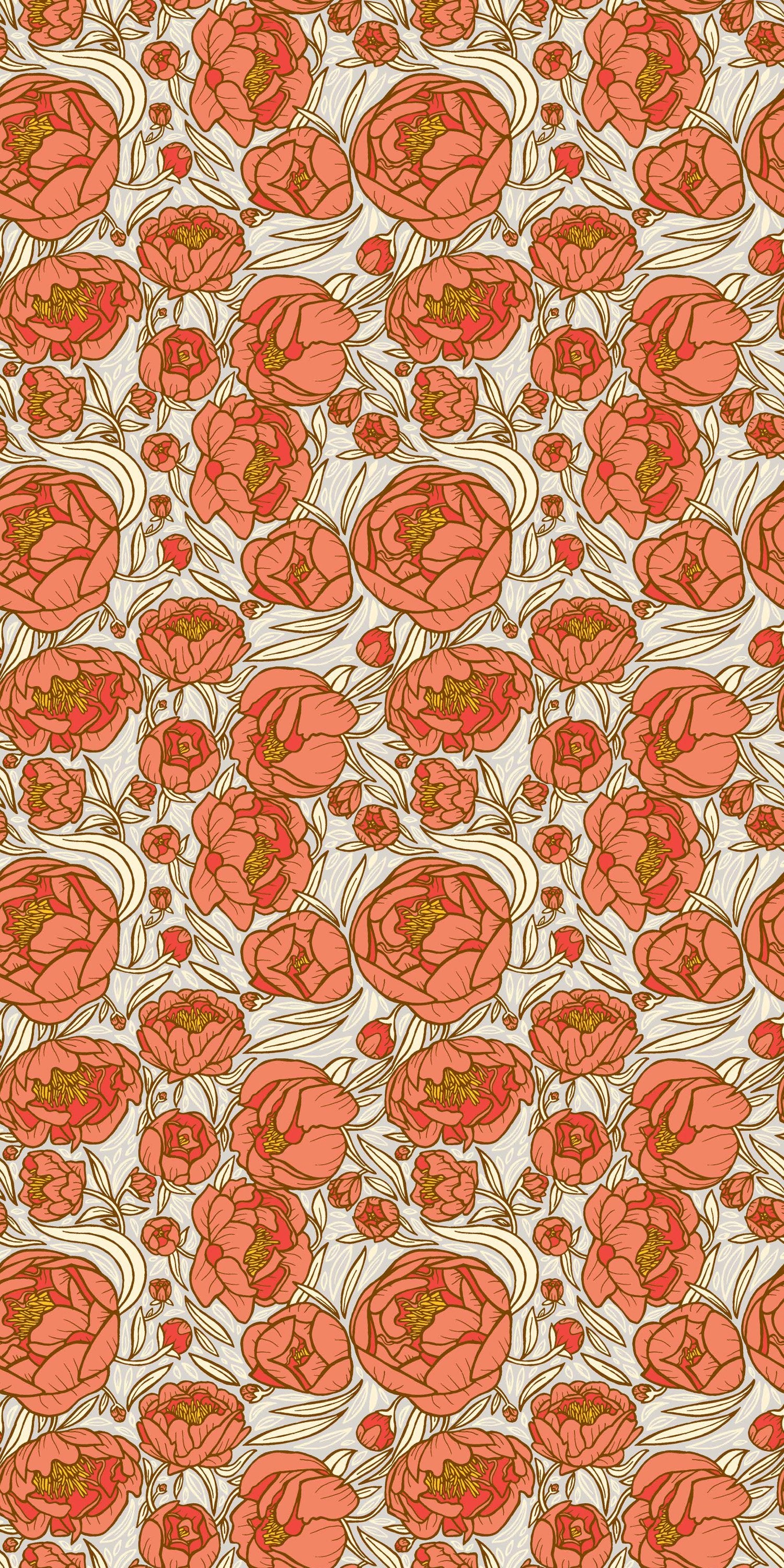 Peonies in Red and Light Grey color