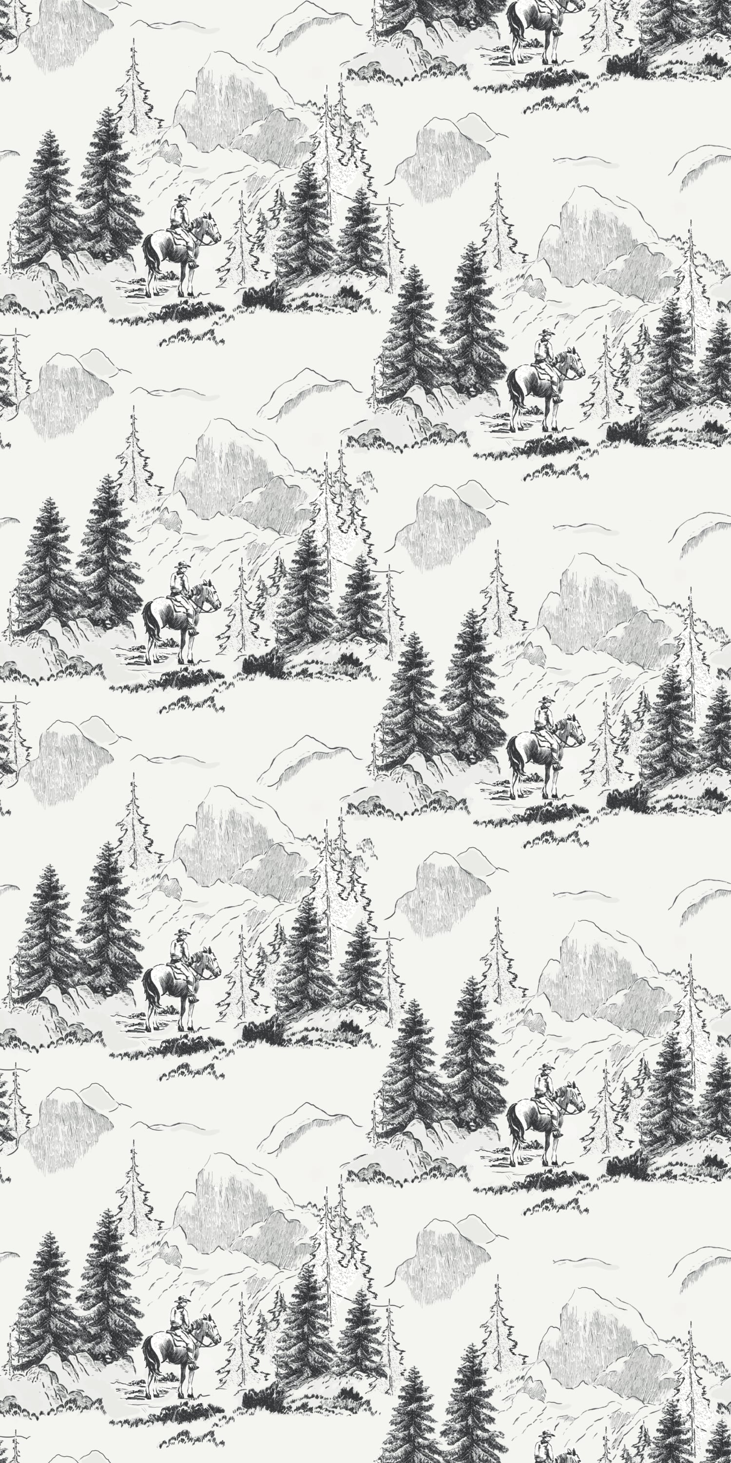 Cowboy Toile in Black and White color