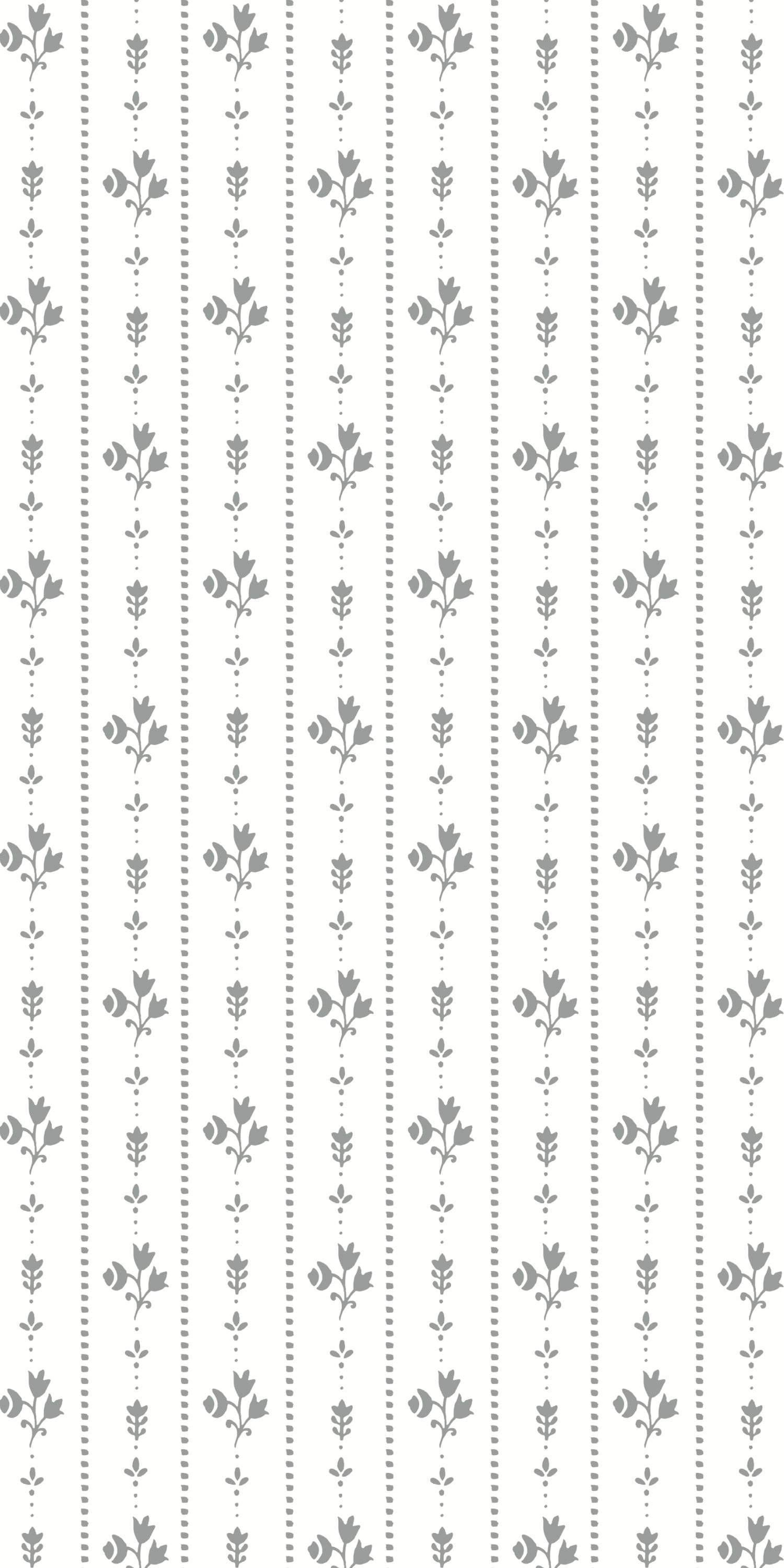 Floral Stripe in Grey on White color