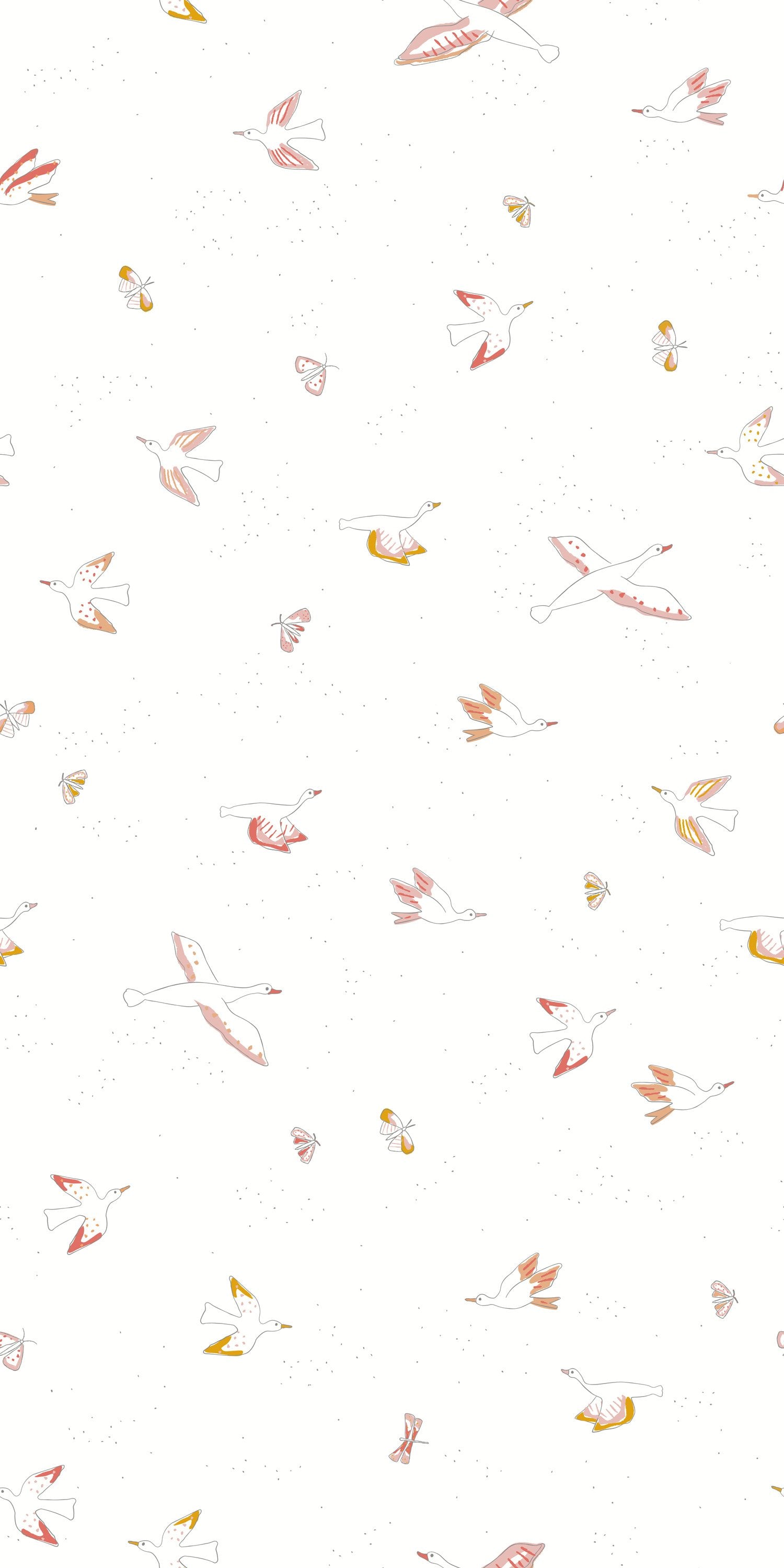 Birds of a Feather in Pink and White color