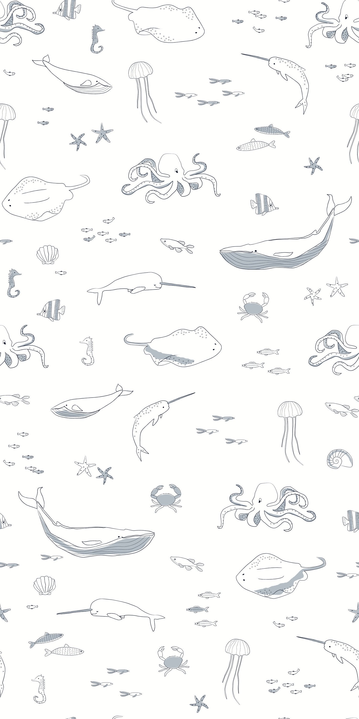 Life Aquatic in Light Blue and White color