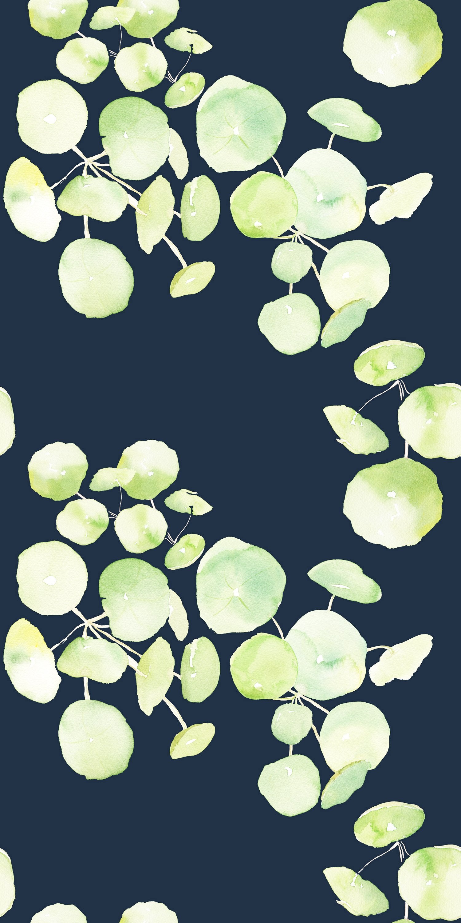 Spring Leaves in Navy color