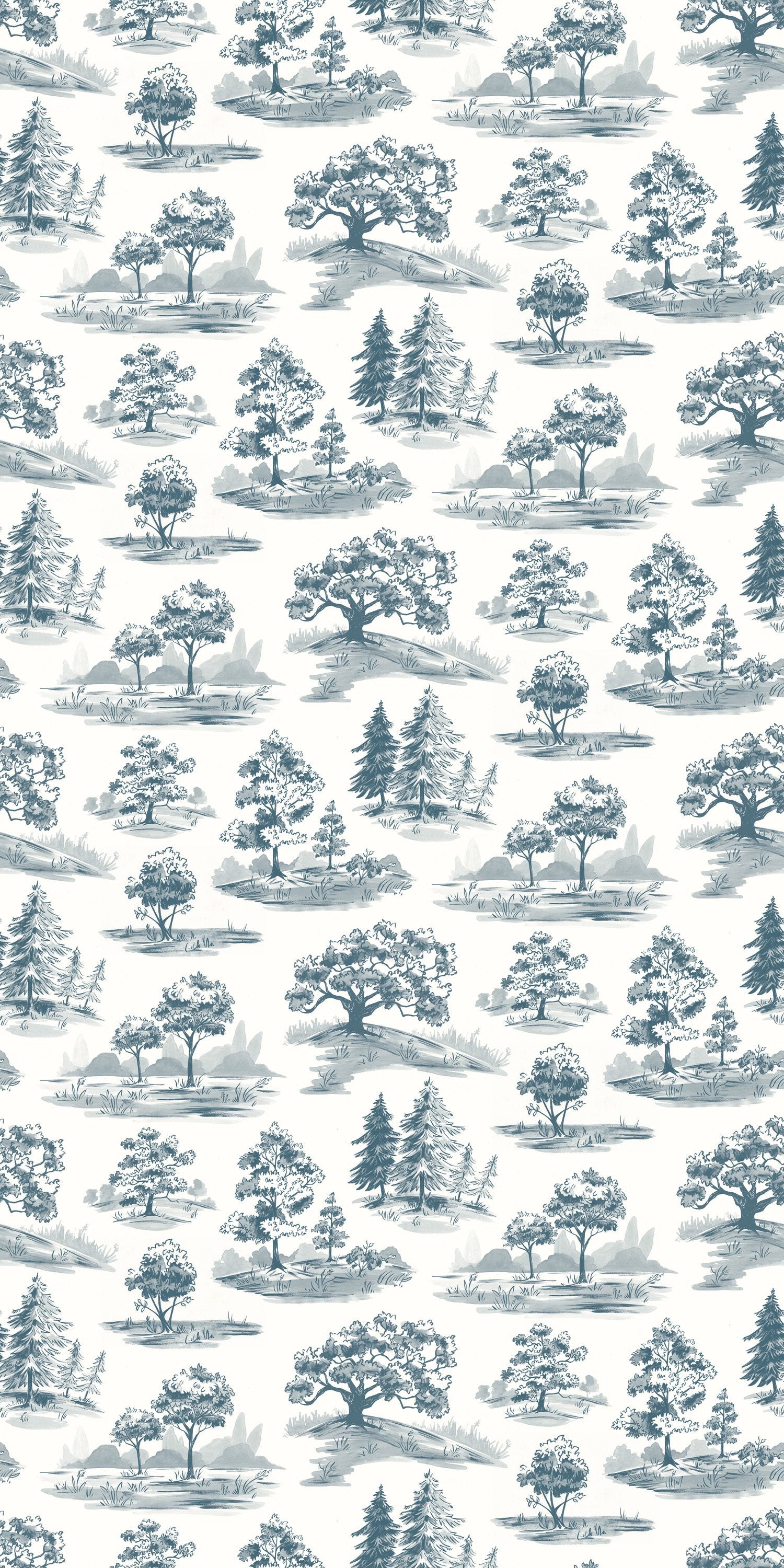 Tree Toile in Blue color